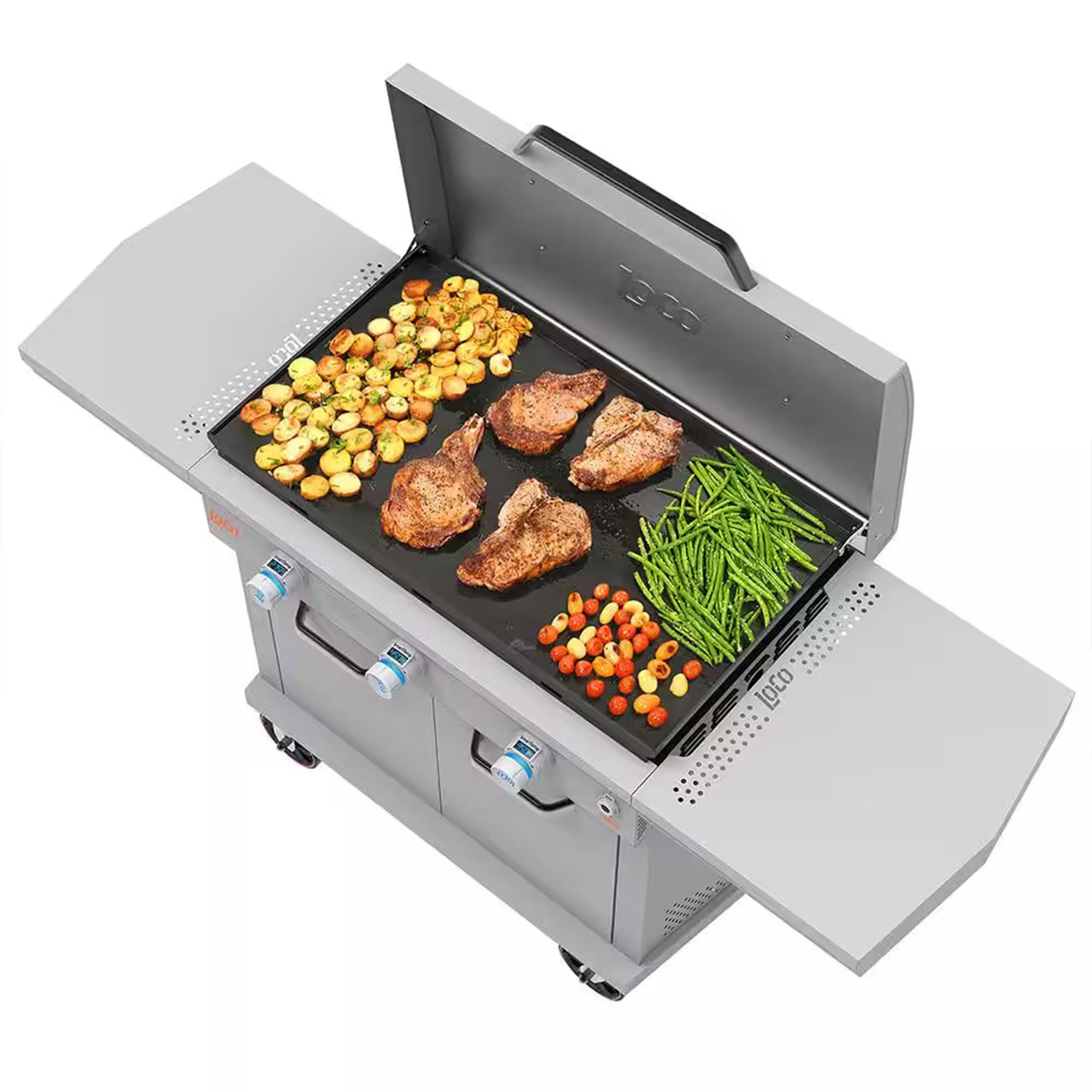 LoCo Cookers 3 Burner Flat Top Propane Gas Grill - 36 Inch Outdoor BBQ Griddle for Backyard, Camping & Tailgating | Heavy-Duty Stainless Steel Cooking Surface