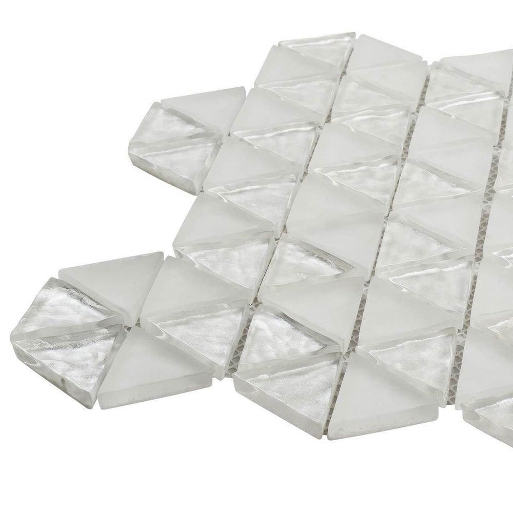 White Pearl Glass Mosaic Triangle Tiles for Kitchen Backsplash, Bathroom Wall, and Pool Decor - Stunning DIY Home Improvement Solution
