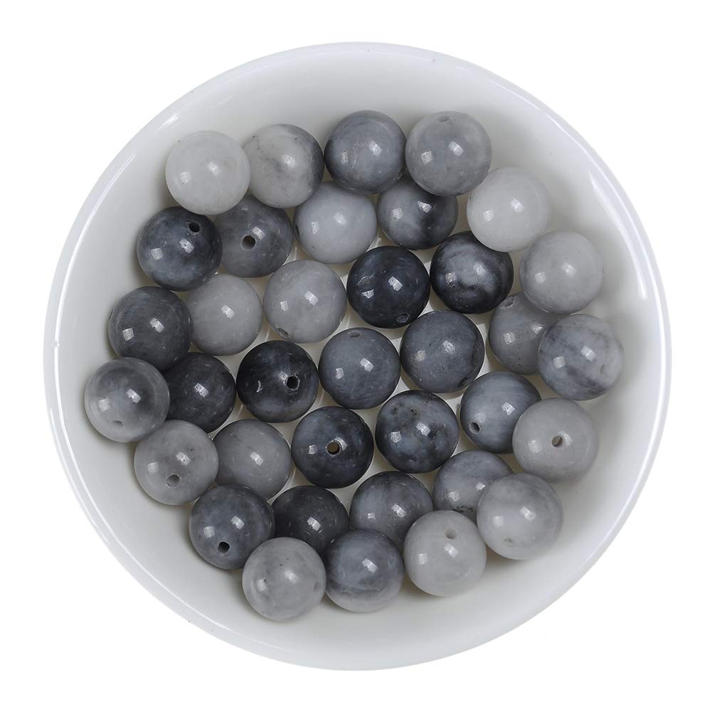 8mm Round Natural Jasper Stone Beads for Jewelry Making - 46pcs/Strand Eagle Eye Beads for Bracelets, Necklaces & DIY Crafts - Perfect for Boho, Handmade & Healing Crystal Jewelry Designs