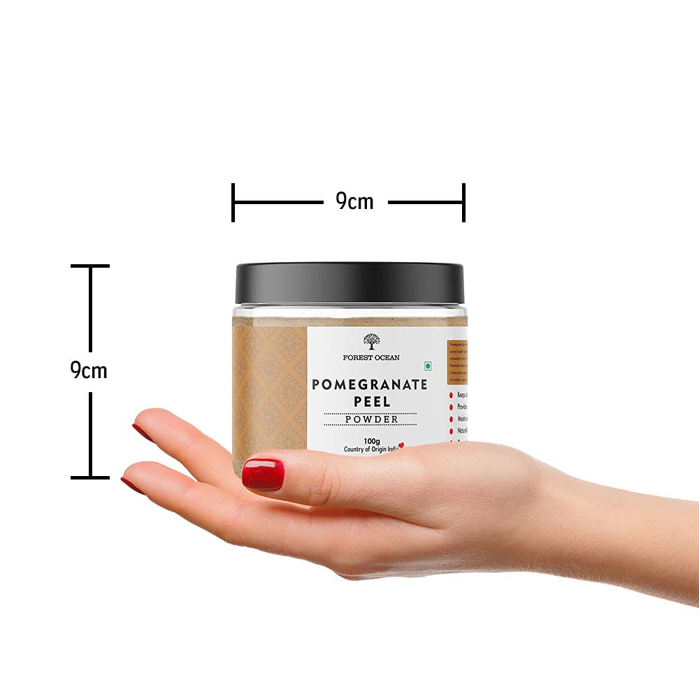 Forest Ocean 100% Pure Natural Pomegranate Peel Powder (Anar Powder) - 100g | Skin Brightening, Acne Treatment, Wrinkle Reduction & Hair Care | For DIY Face Masks, Hair Growth Serums & Natural Beauty Remedies