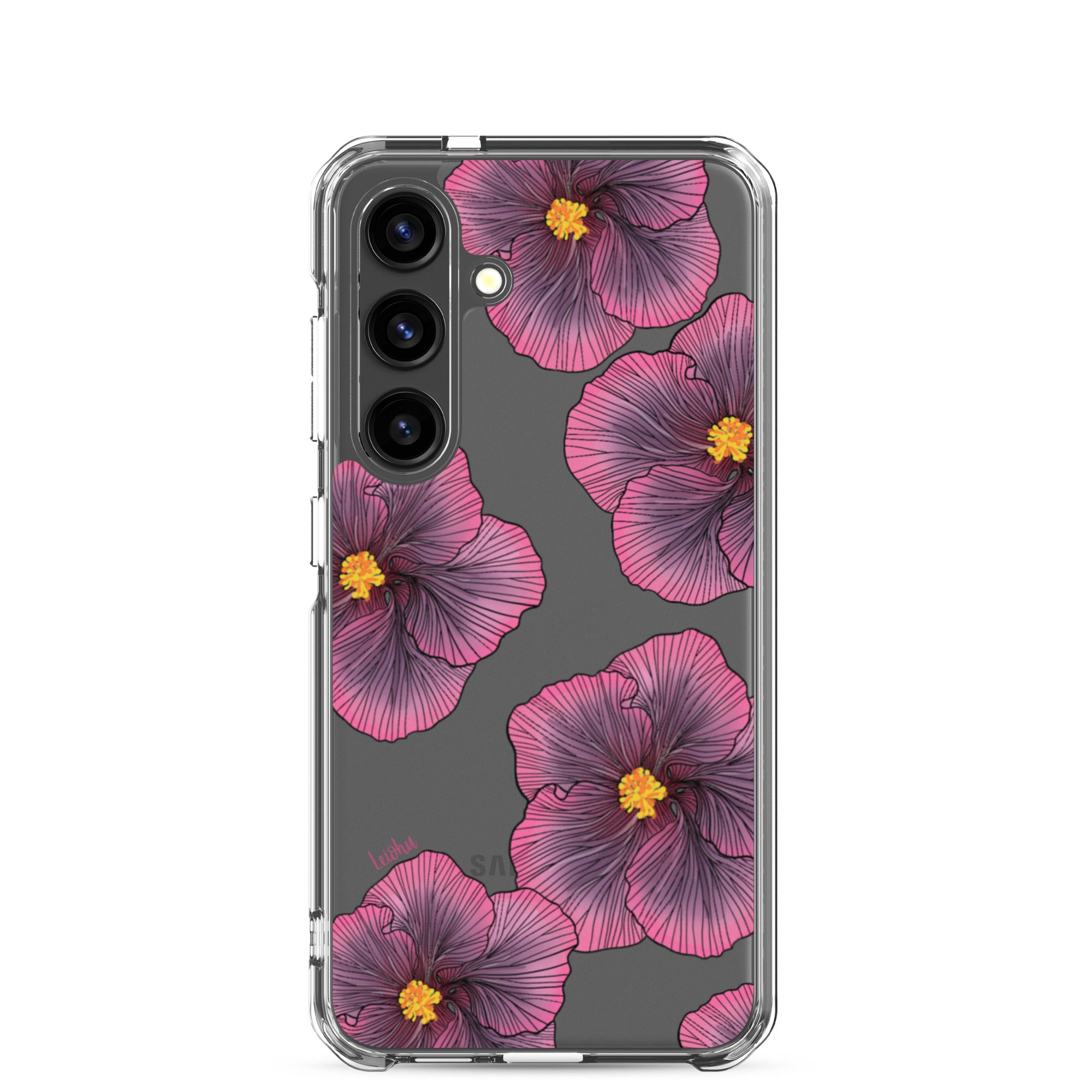 Sunset Hibiscus Clear Phone Case for Samsung Galaxy - Slim Protective Cover with Floral Design for Everyday Use, Work, and Travel