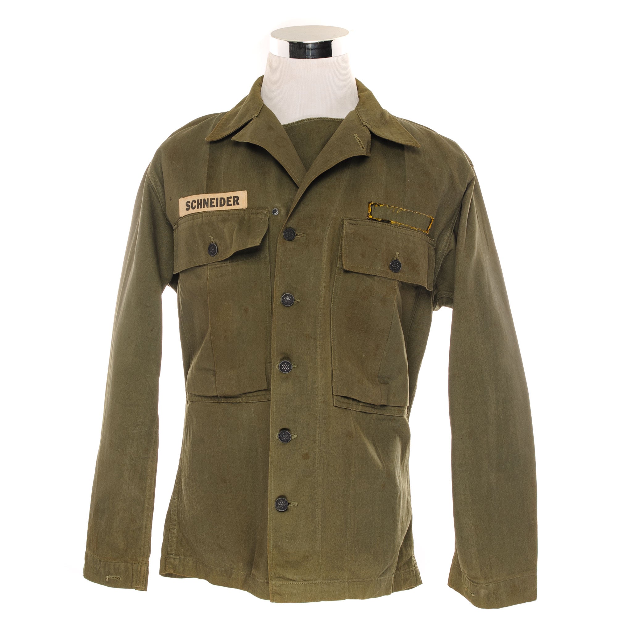 Vintage US Army HBT Herringbone Twill Shirt - 2nd Pattern 1940s - Size 36R - Authentic Military Uniform for Collectors & Reenactors