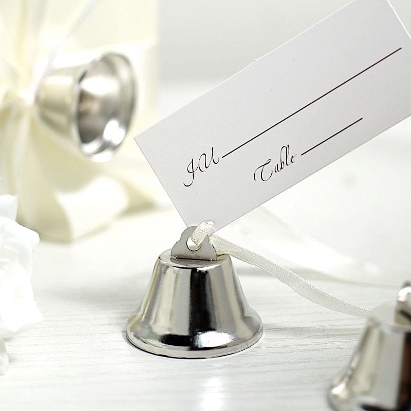 24 Mini Silver Kissing Bells - Elegant Wedding Favors, Bridal Shower Gifts, Christmas Party Decorations - Perfect for Table Decor, DIY Crafts, and Special Occasions