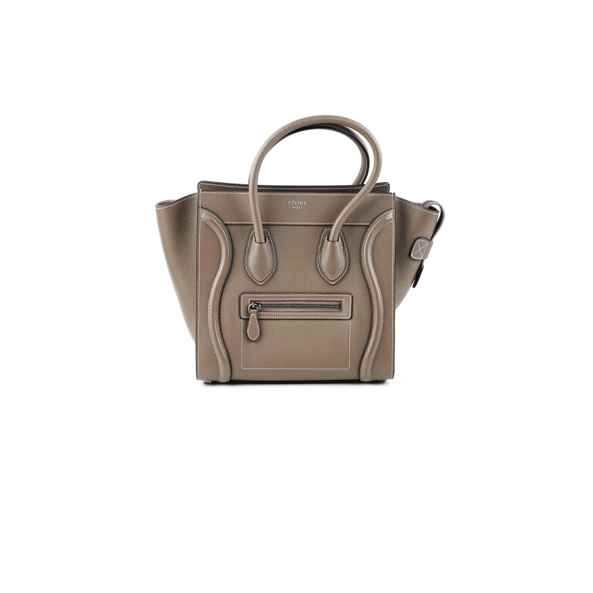 Celine Micro Luggage Bag in Soft Calfskin Leather - Souris Gray | Stylish Crossbody Purse for Women, Perfect for Work, Travel & Everyday Use