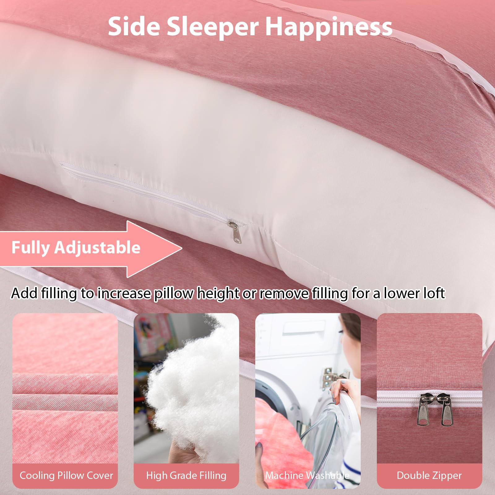 BATTOP Pregnancy Pillow for Sleeping - Maternity Body Pillow with Cooling Removable Cover, Back & Hip Support for Pregnant Women - Comfort for Belly, Legs & Full Body - Perfect for Side Sleepers & Pregnancy Must Haves (Great for Bed Rest, Nursing & Relaxation)