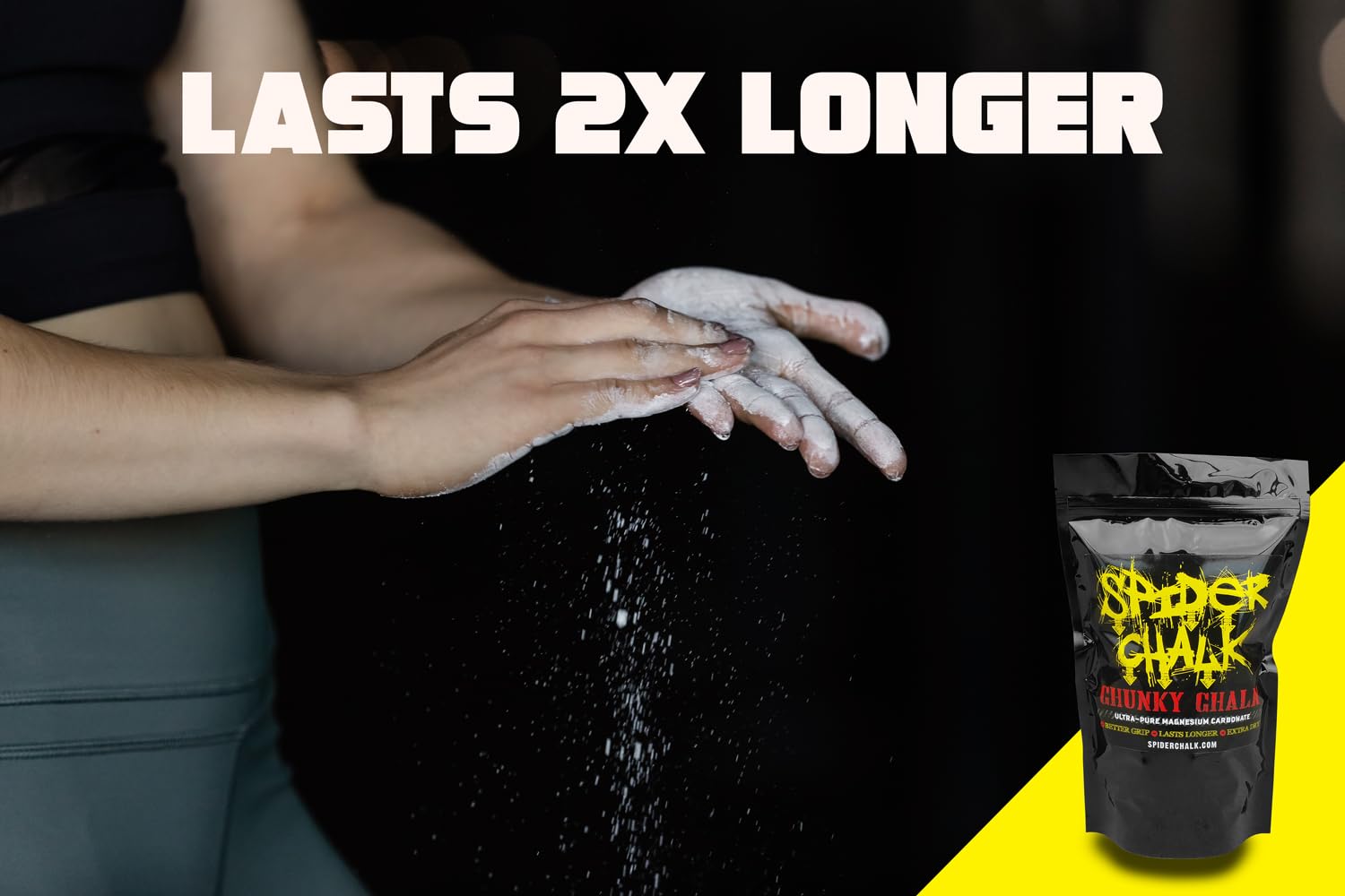 Premium SPIDER CHALK 12oz Gym Chalk - Lab-Grade Magnesium Carbonate Blocks & Chunky Powder for Rock Climbing, Weightlifting, Powerlifting | Made in USA | Ideal for Grip Enhancement in CrossFit, Gymnastics & Outdoor Sports