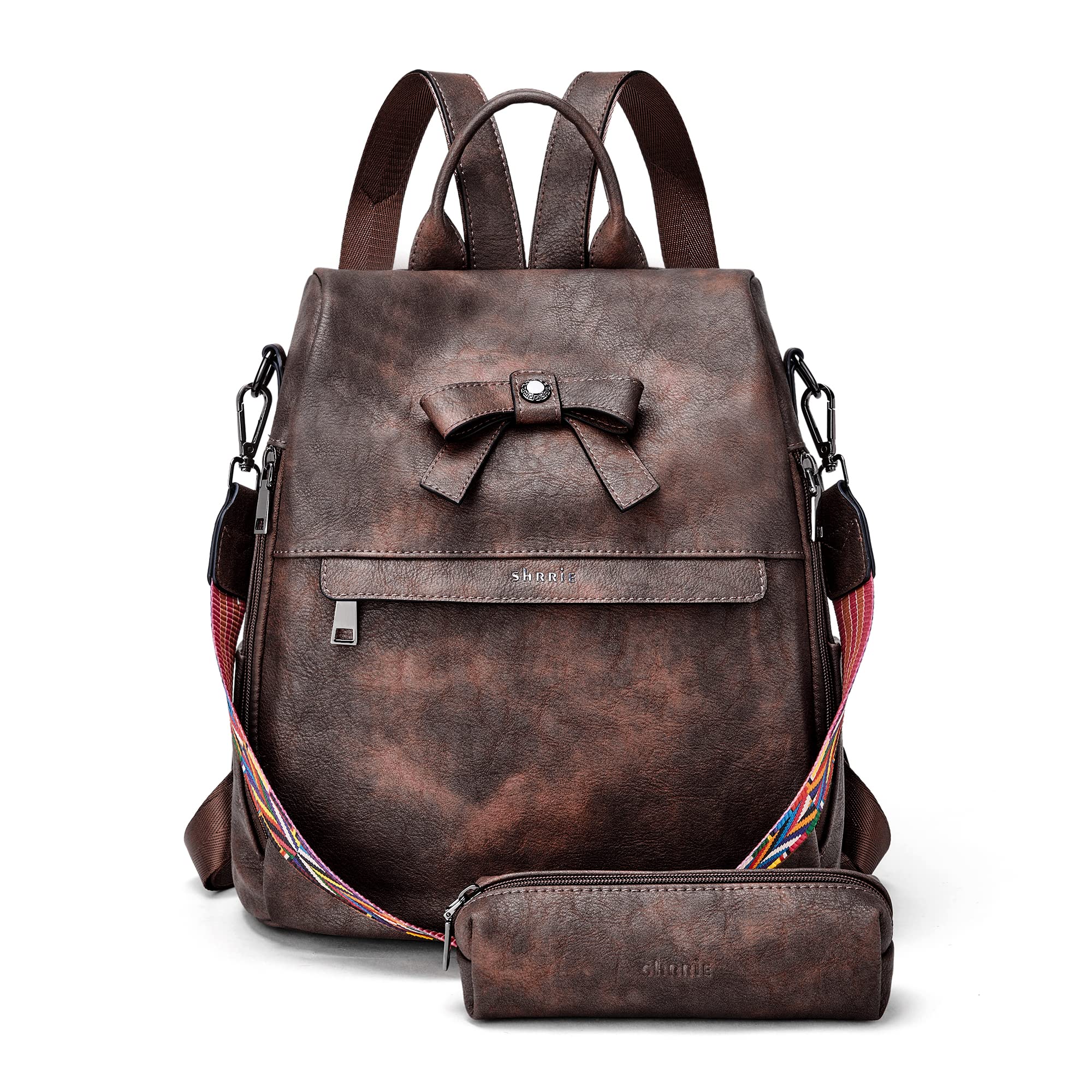 Shrrie Women's Leather Backpack Purse - Anti-Theft Fashion Travel Shoulder Bag for Work, College & Daily Commute