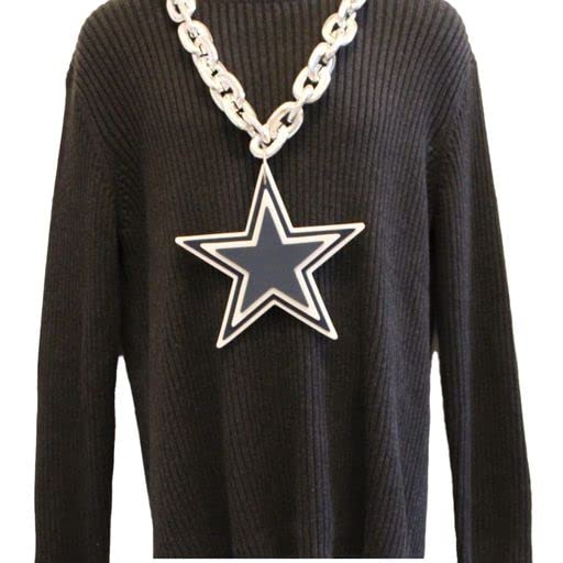 Aminco NFL Dallas Cowboys Team Fan Chain Necklace - Silver Plated Football Jewelry for Men & Women - Perfect for Game Day, Tailgating & Super Bowl Parties