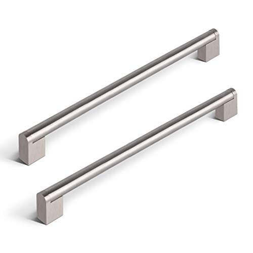 100 Pack Satin Nickel Cabinet Pulls 8-4/5 Inch Hole Centers, Stainless Steel Drawer Handles for Kitchen Cabinets, Wardrobes & Dressers - Durable Hardware for Modern Home & Office Furniture