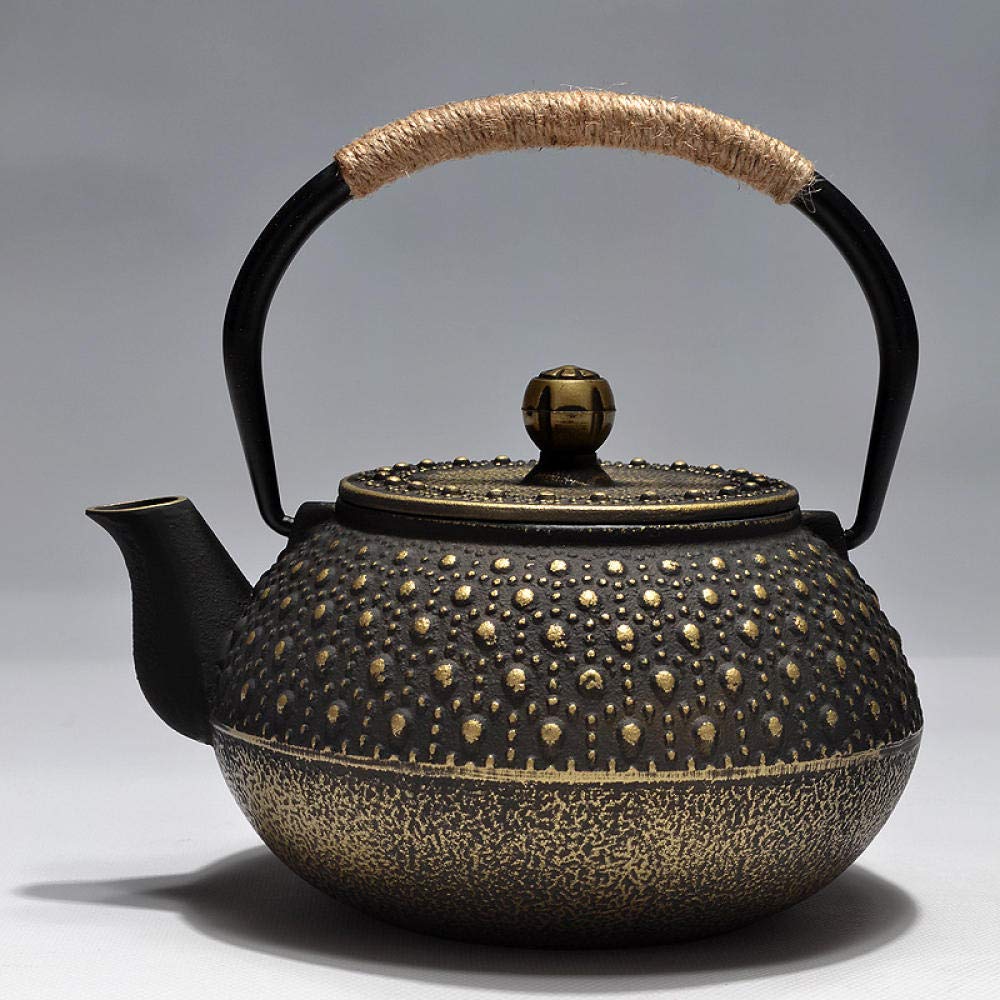 Cast Iron Teapot 0.9L - Japanese Style Raindrop Bronze Teapot for Tea Brewing, Home Decor, Hotel & Tea Room Use - Durable Iron Kettle with Classic Design