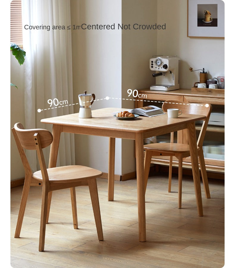 Solid Oak Wood Slanted Leg Square Dining Table - Modern Farmhouse Style for Kitchen, Dining Room & Small Spaces