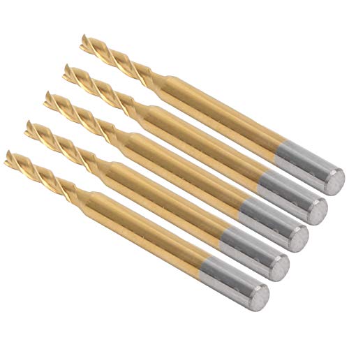 Durable 3-Flute Flat End Mill Cutter | Tungsten Steel Ti Coated Round Shank | 0.1 Inch PCB Engraving & Drilling Bit | Perfect for CNC Machining, Woodworking & Metal Fabrication