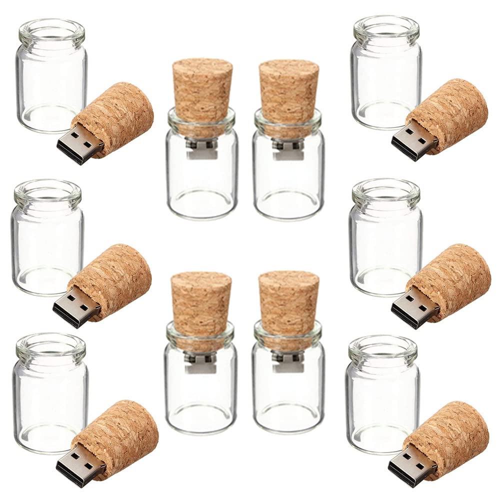32GB USB 2.0 Flash Drive with Transparent Glass Bottle Design - 10 Pack for Data Storage, Office Use & Unique Gift Ideas