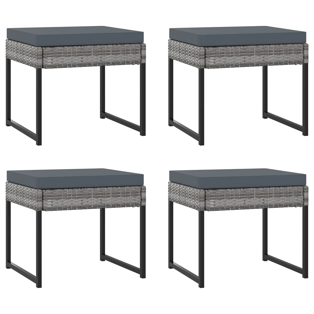 vidaXL 9-Piece Patio Dining Set with Glass Tabletop & Cushioned Rattan Chairs - Modern Gray Poly Rattan Outdoor Furniture for Garden, Backyard, and Poolside Dining