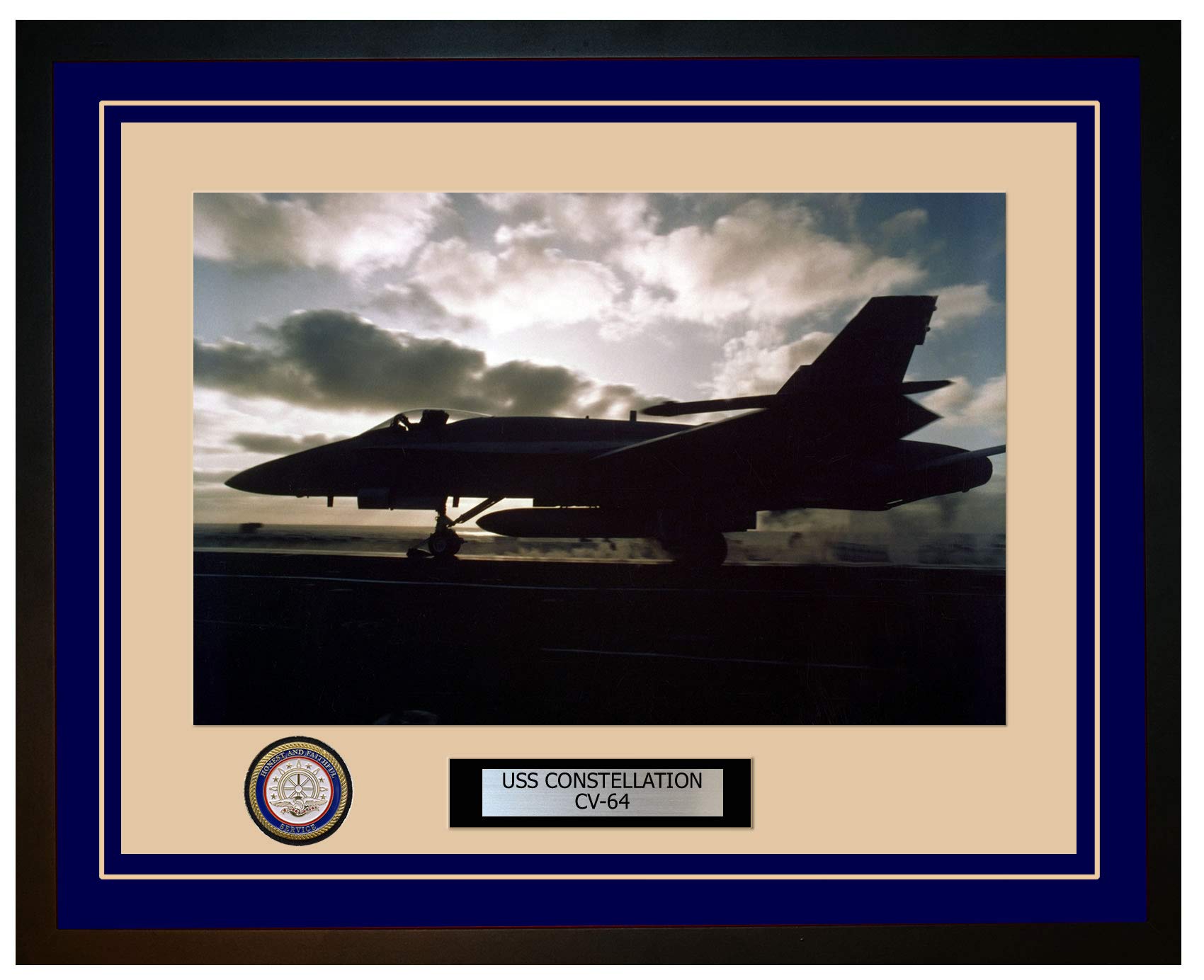 USS Constellation CV-64 Framed Navy Ship Photo - Premium Collectible Military Memorabilia - Perfect for Home Office Decor, Navy Veteran Gifts & Military History Displays