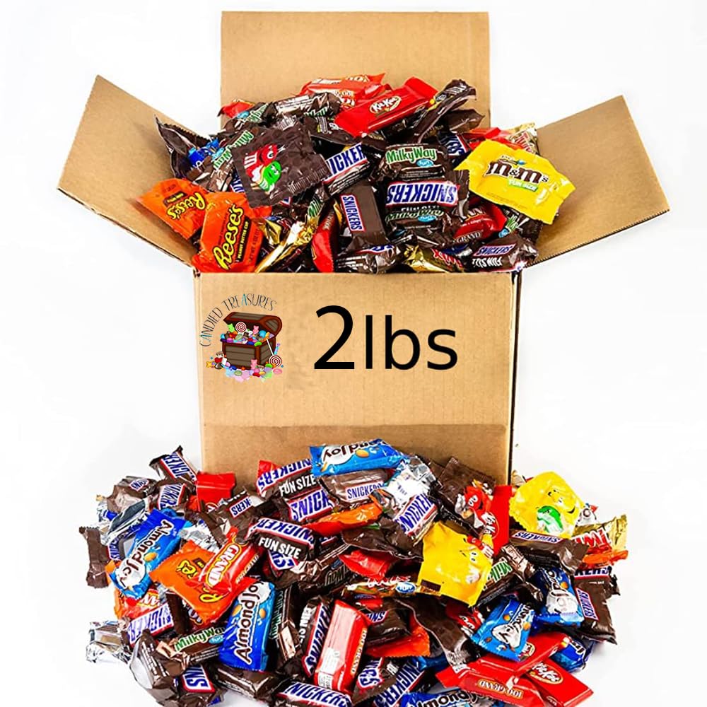 Bulk Halloween Candy Assortment - 2.0 lb Variety Pack with Snickers, Kit Kat, Milky Way, Twix & Hershey's | Fun Size Chocolate Bars Individually Wrapped | Perfect for Trick-or-Treating, Party Favors & Office Treats