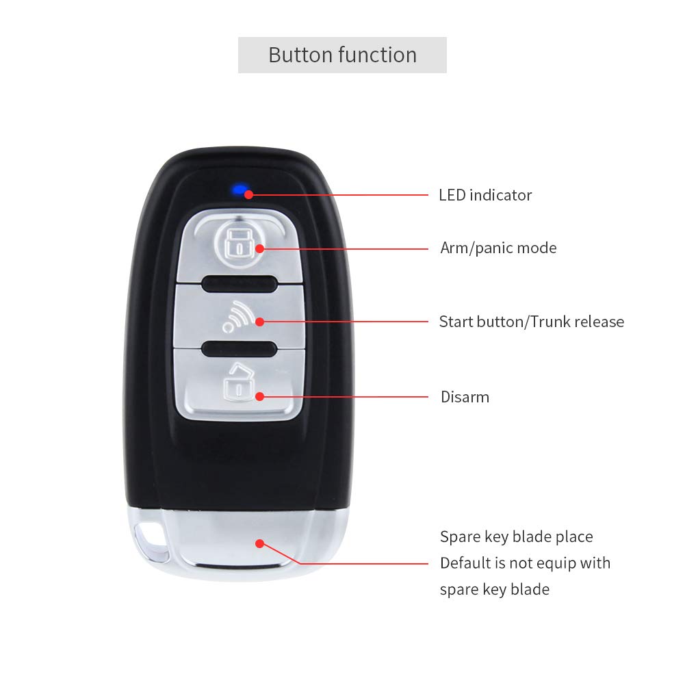 EASYGUARD EC010-MS PKE Car Security System - 12V Passive Keyless Entry, Push Button Start, Remote Starter with Microwave Sensor & Shock Alarm | Anti-Theft Protection for Vehicles, Parking Safety