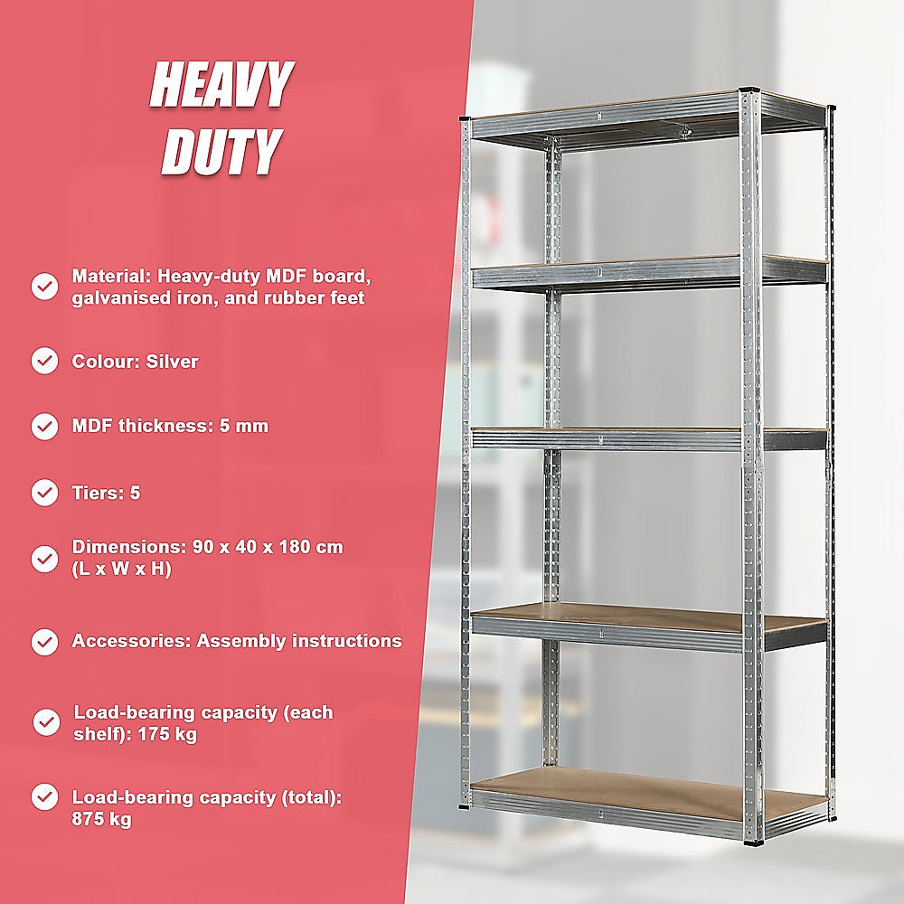 1.8M Heavy Duty Steel Warehouse Shelving Rack - Industrial Storage Shelves for Garage, Pallet & Warehouse Organization | Durable Metal Racking for Home & Business Storage Solutions