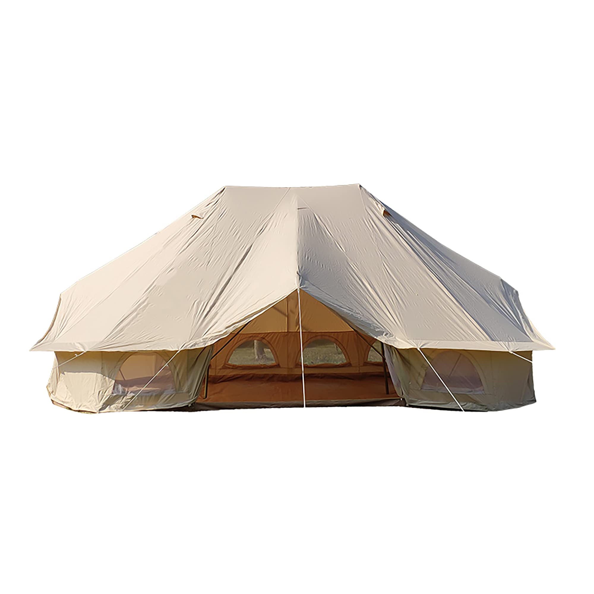4 Season Luxury Large Cotton Canvas Bell Tent - 6 Meters, 3 Doors, Waterproof & Portable Yurt Tent for 8-12 People | Perfect for Glamping, Family Camping, Hiking & Outdoor Adventures