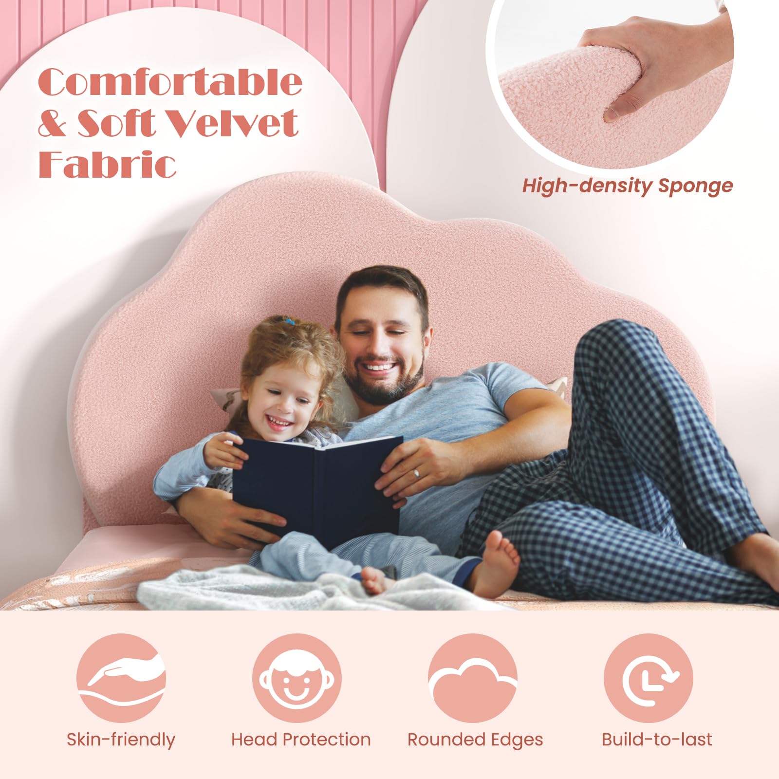 HONEY JOY Twin Bed Frame for Kids - Sturdy Wooden Platform Bed with Headboard & Slat Support, No Box Spring Needed - Perfect Children's Bedroom Furniture for Boys & Girls - Fits Standard Twin Mattress - Ideal for Kids' Rooms, Guest Rooms & Daycare Centers