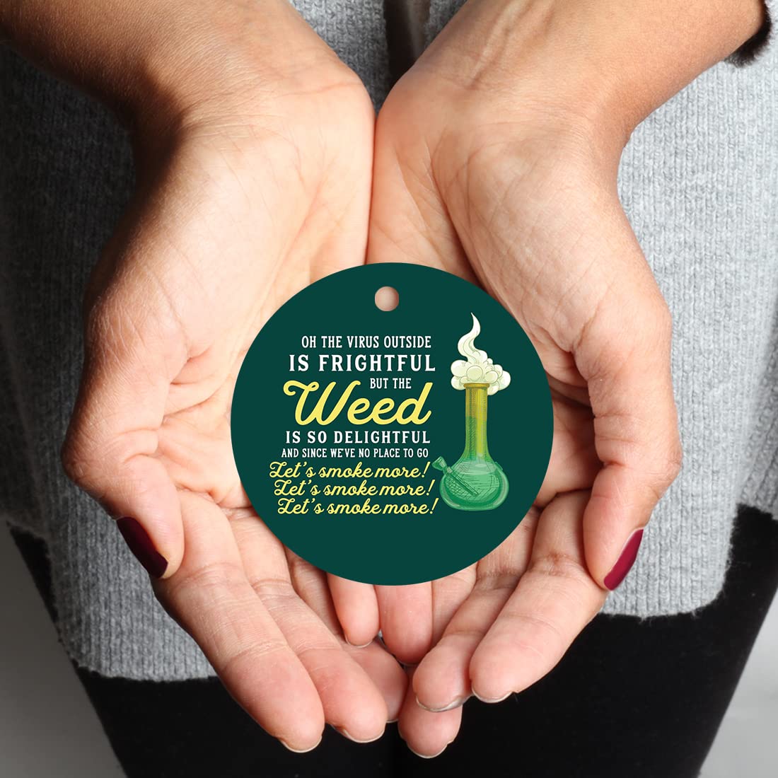 Funny Cannabis Christmas Ornament - 3.5