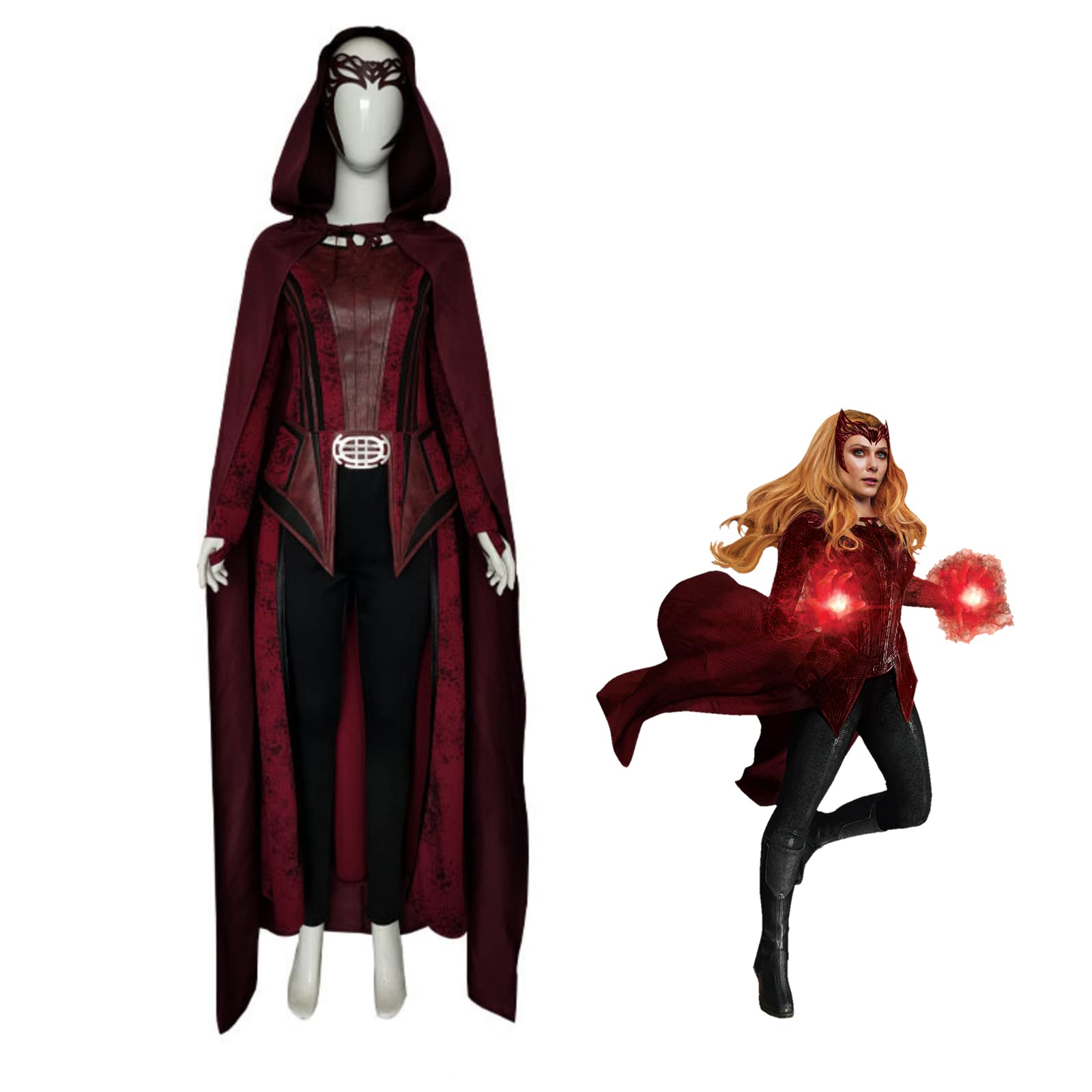 Scarlet Witch Cosplay Costume for Women - Wanda Maximoff Halloween Outfit with Red Cloak & Headpiece (Large Size) | Perfect for Comic Con, Halloween Parties & Marvel Themed Events