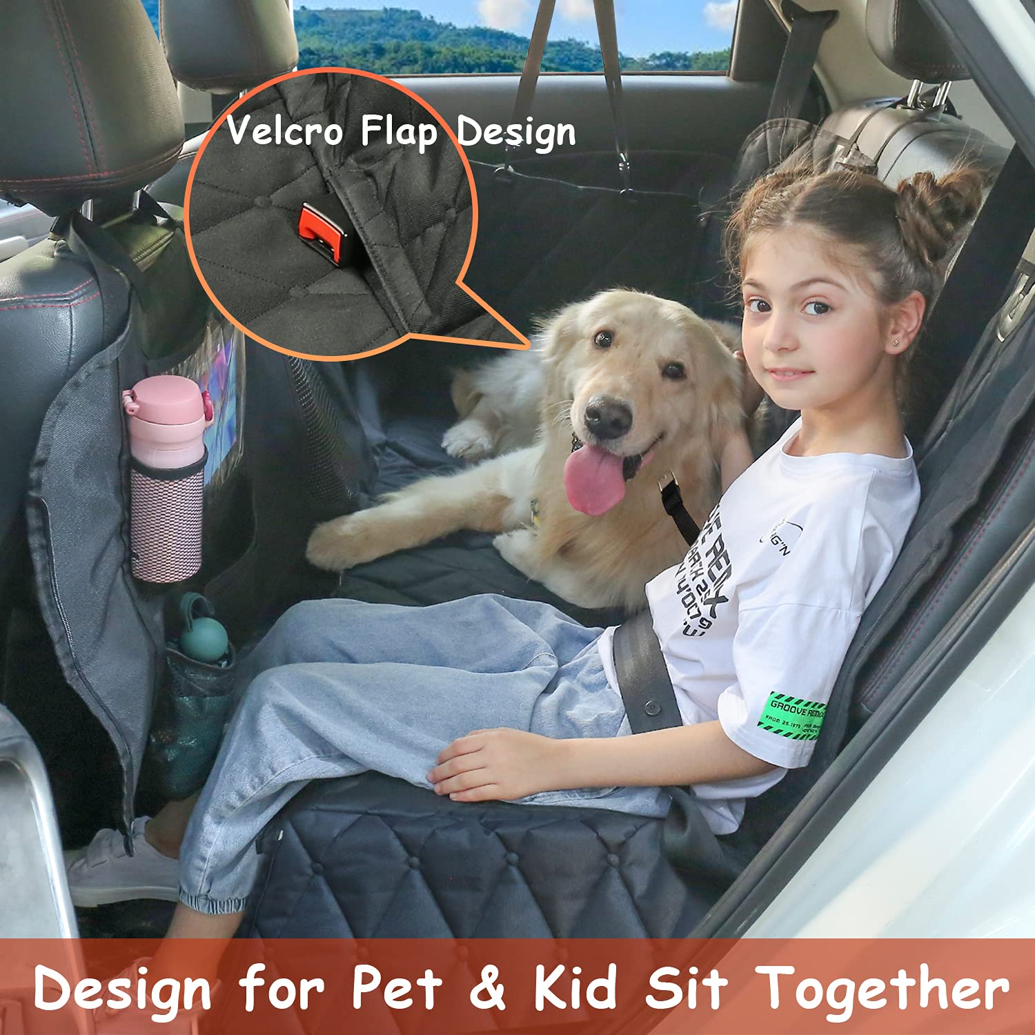 Waterproof Dog Car Seat Cover for Back Seat - Non-Slip Hammock with Mesh Window & Storage Pockets - Universal Fit for SUV, Sedan - Perfect for Road Trips, Vet Visits & Outdoor Adventures