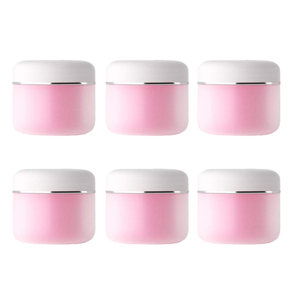 DOITOOL 6-Pack Travel Lotion Containers - 50g Round Plastic Jars with Lids for Cosmetics, Liquid Soap, Shampoo & Creams | Leak-Proof Makeup Sample Containers for Travel, Gym & Home Organization