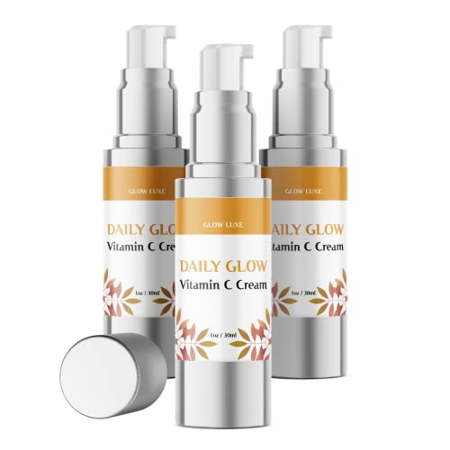 Glow Luxe Vitamin C Serum & Moisturizer Cream - Brightening, Hydrating, Anti-Aging Face Treatment (3 Pack) - Perfect for Morning & Night Skincare Routine, Dry Skin Care, and Dark Spot Correction