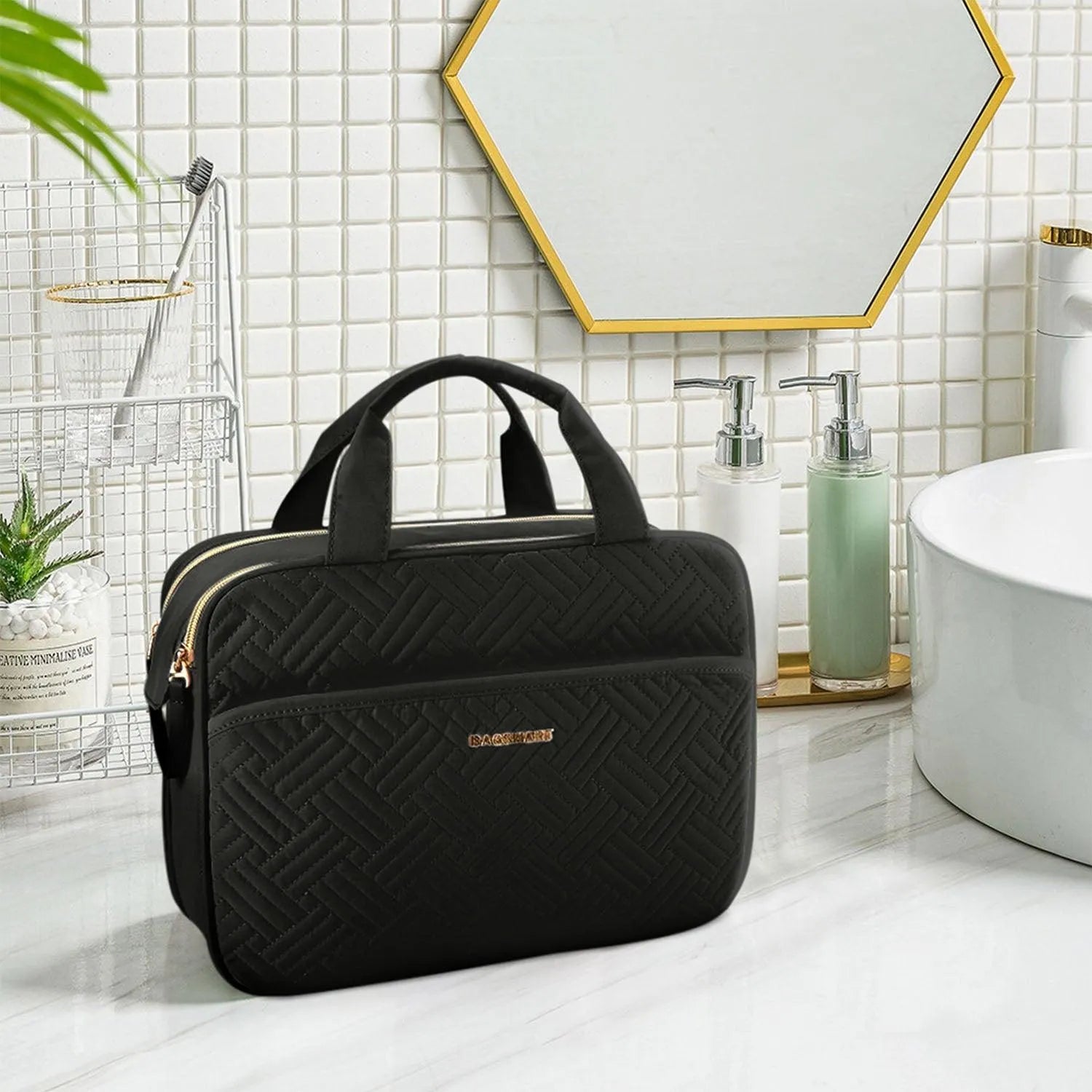 Waterproof Travel Makeup Organizer Bag - Portable Cosmetic Case for Women, Perfect for Airplane Carry-on & Vacation Essentials Storage
