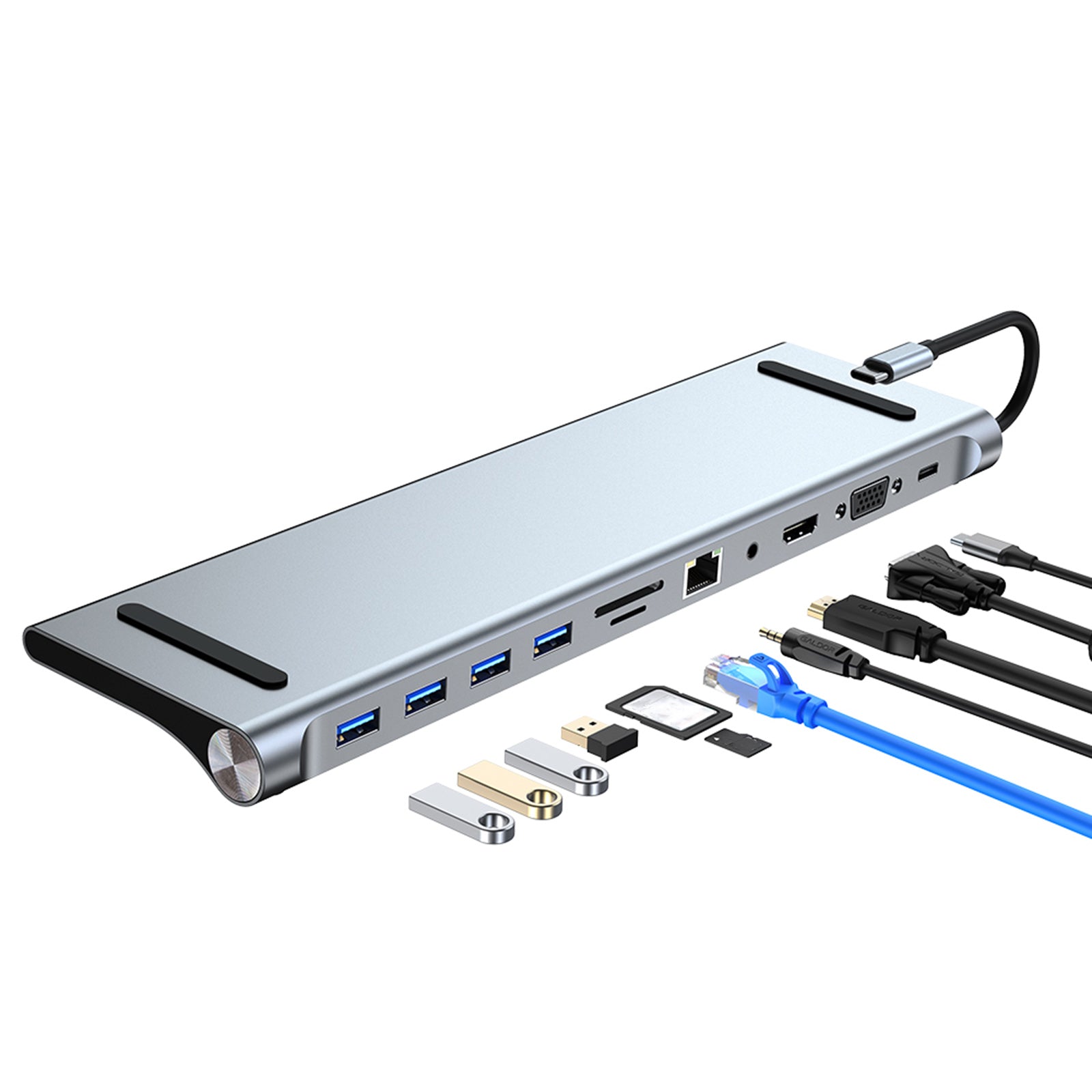 11-in-1 USB C Hub with 100W PD Charging - 4K HDMI, USB 3.0, SD/TF Card Reader for MacBook Pro/Air, iPad Pro 11/12.9 - Perfect for Home Office, Travel & Multi-Screen Workstations