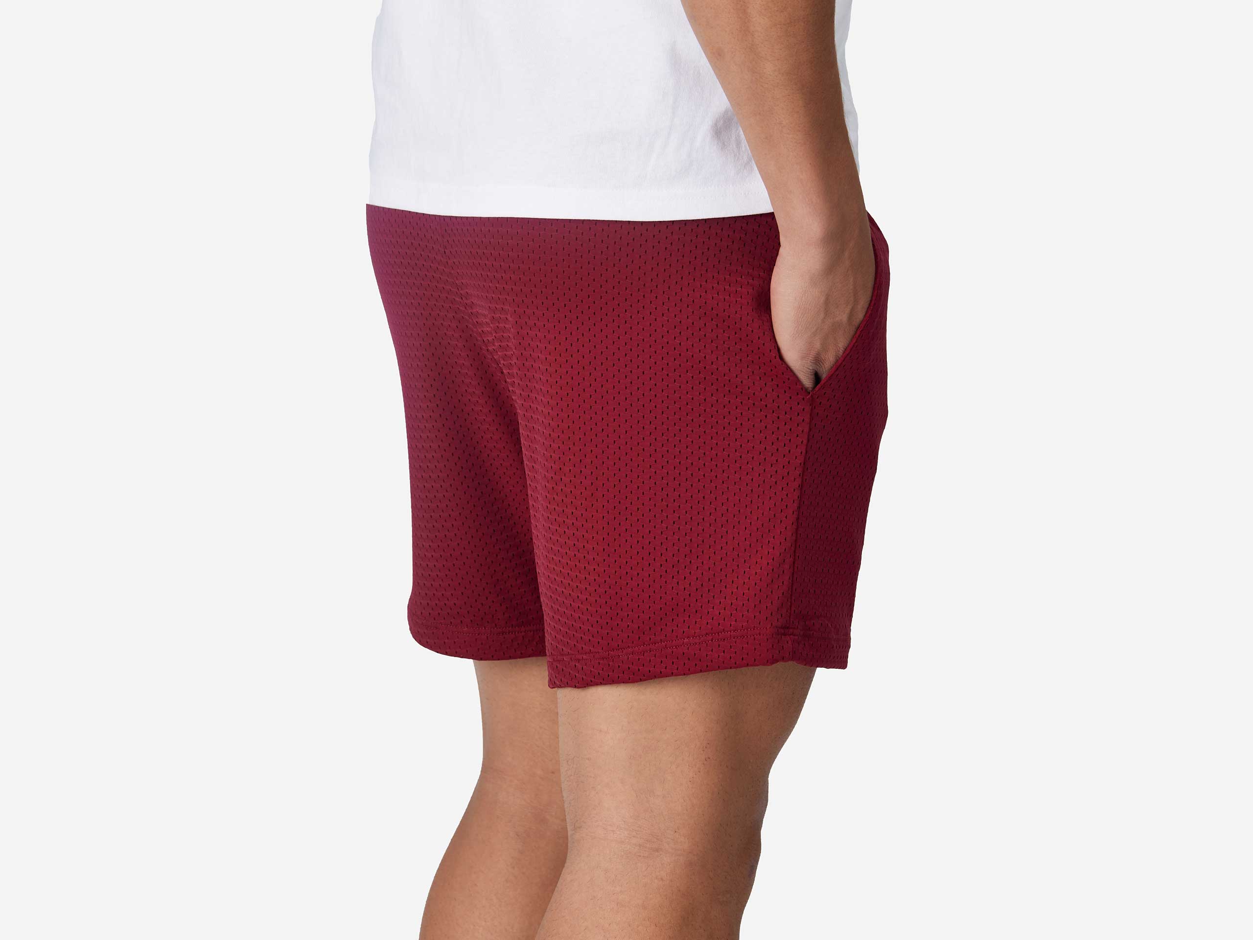 4 Pocket Lounge Shorts for Men - Comfortable Burgundy Casual Shorts with Pockets - Perfect for Relaxing at Home, Lounging, and Outdoor Activities