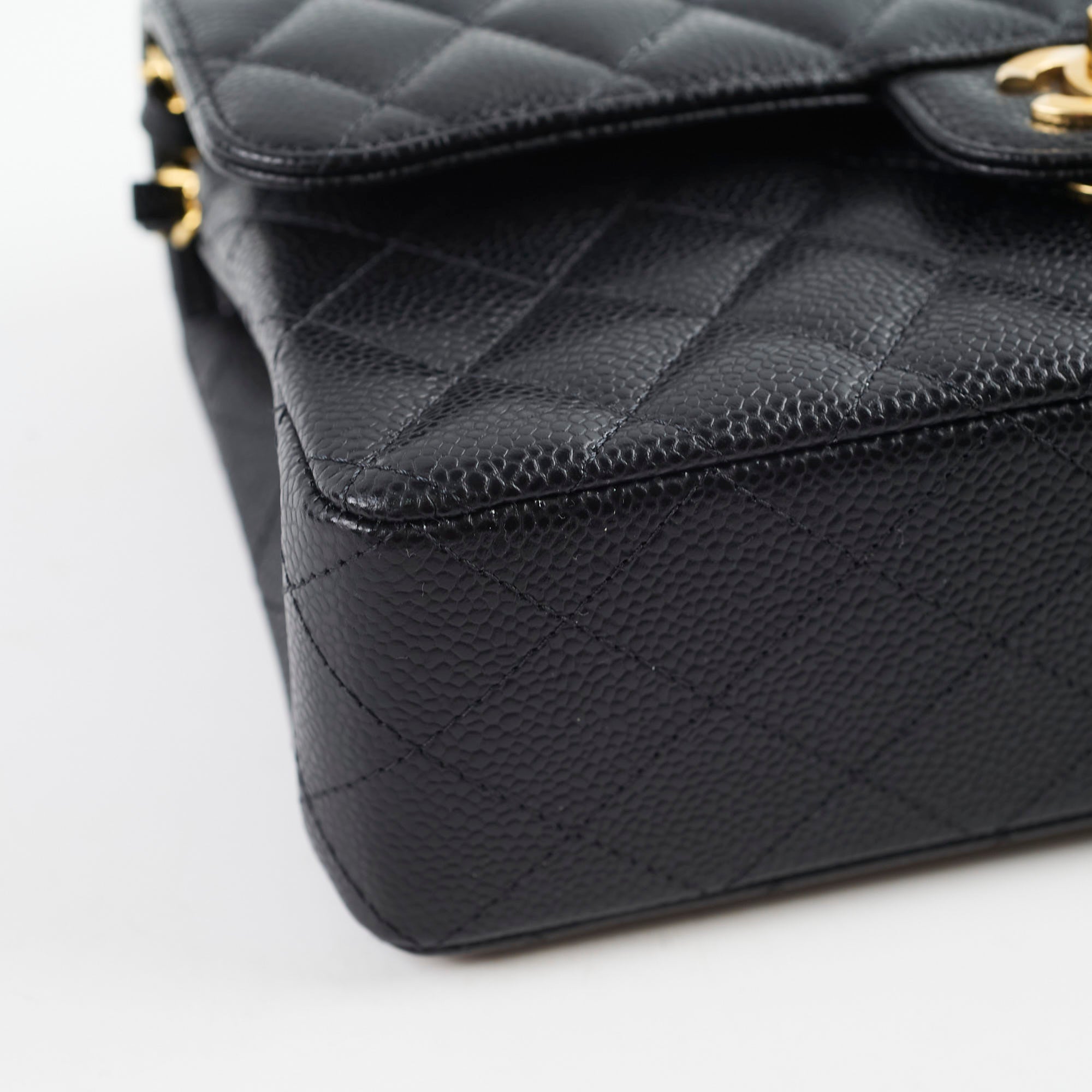 Chanel Small Caviar Leather Double Classic Flap Bag Black with Microchip - Luxury Designer Handbag for Women, Perfect for Evening Parties & Special Occasions