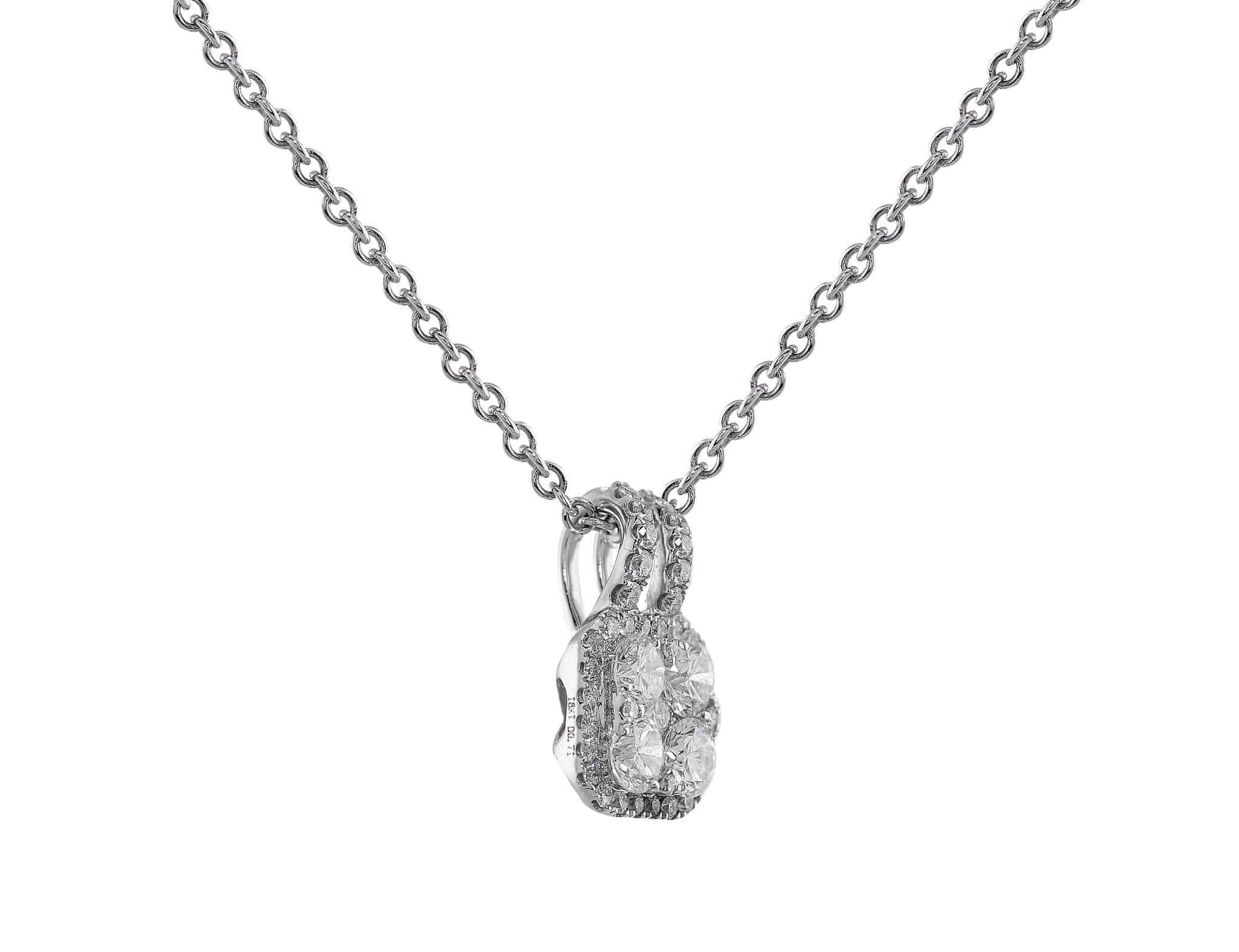 18K White Gold Diamond Square Drop Necklace for Women - Elegant Dangling Pendant Jewelry for Parties, Weddings & Special Occasions