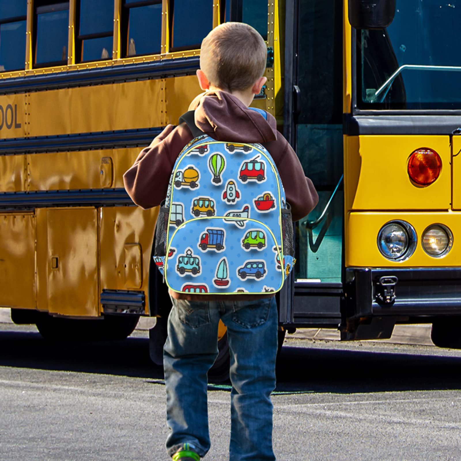 **Rocket Boat Bus Toddler Backpack for Boys & Girls - 14.2 Inch Waterproof Preschool Backpack with Chest Strap - Lightweight Mini Bookbag for Kindergarten, School & Travel - Perfect for Back to School & Daily Adventures**    *(Use Case: Ideal for daycare, preschool, kindergarten, family trips, outdoor activities, and everyday use as a stylish and functional kids' backpack.)*