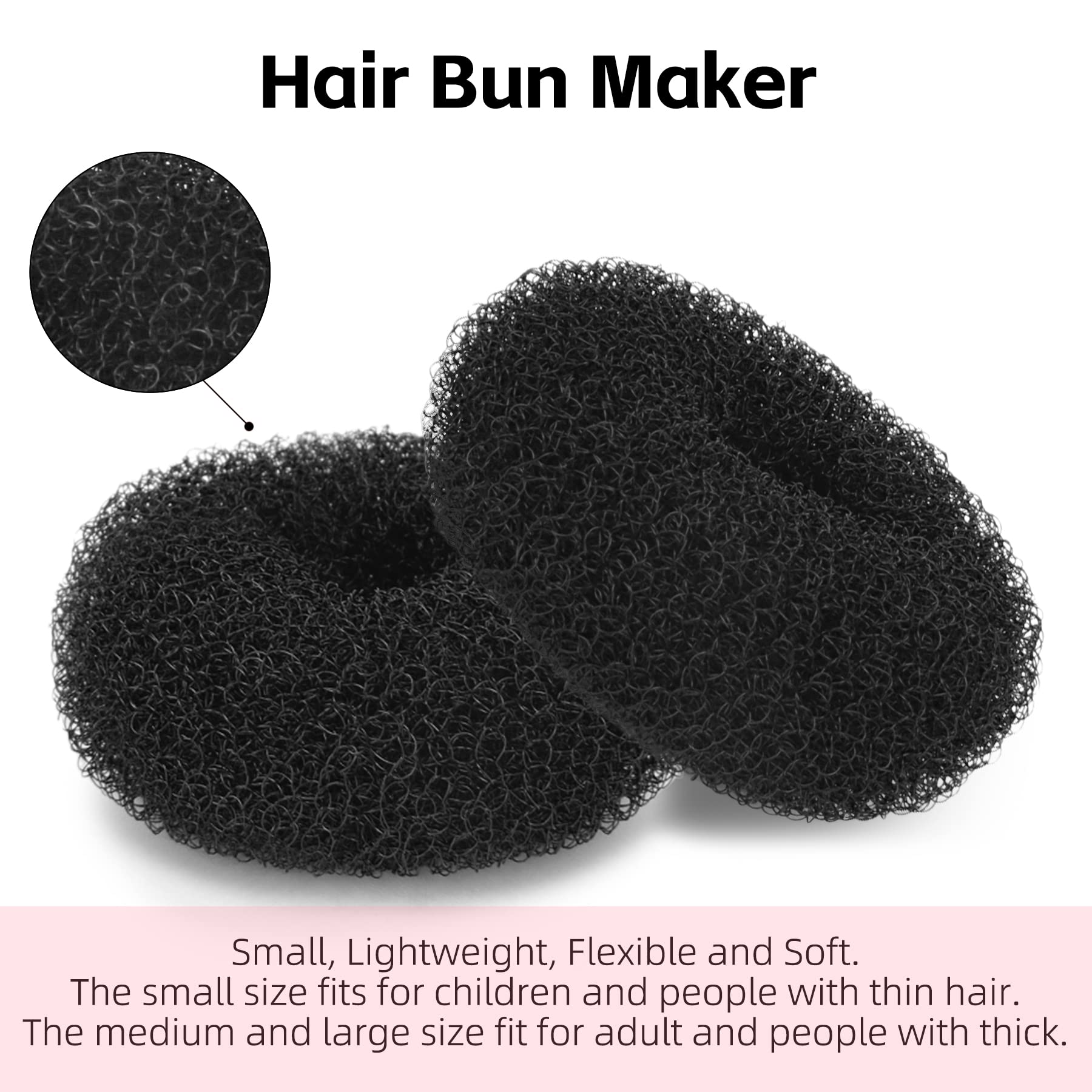36-Piece Hair Styling Kit with Donut Bun Maker, Hair Rings & Twist Accessories - DIY Hairstyles for Women & Girls (Black) - Perfect for Parties, Weddings & Everyday Styling