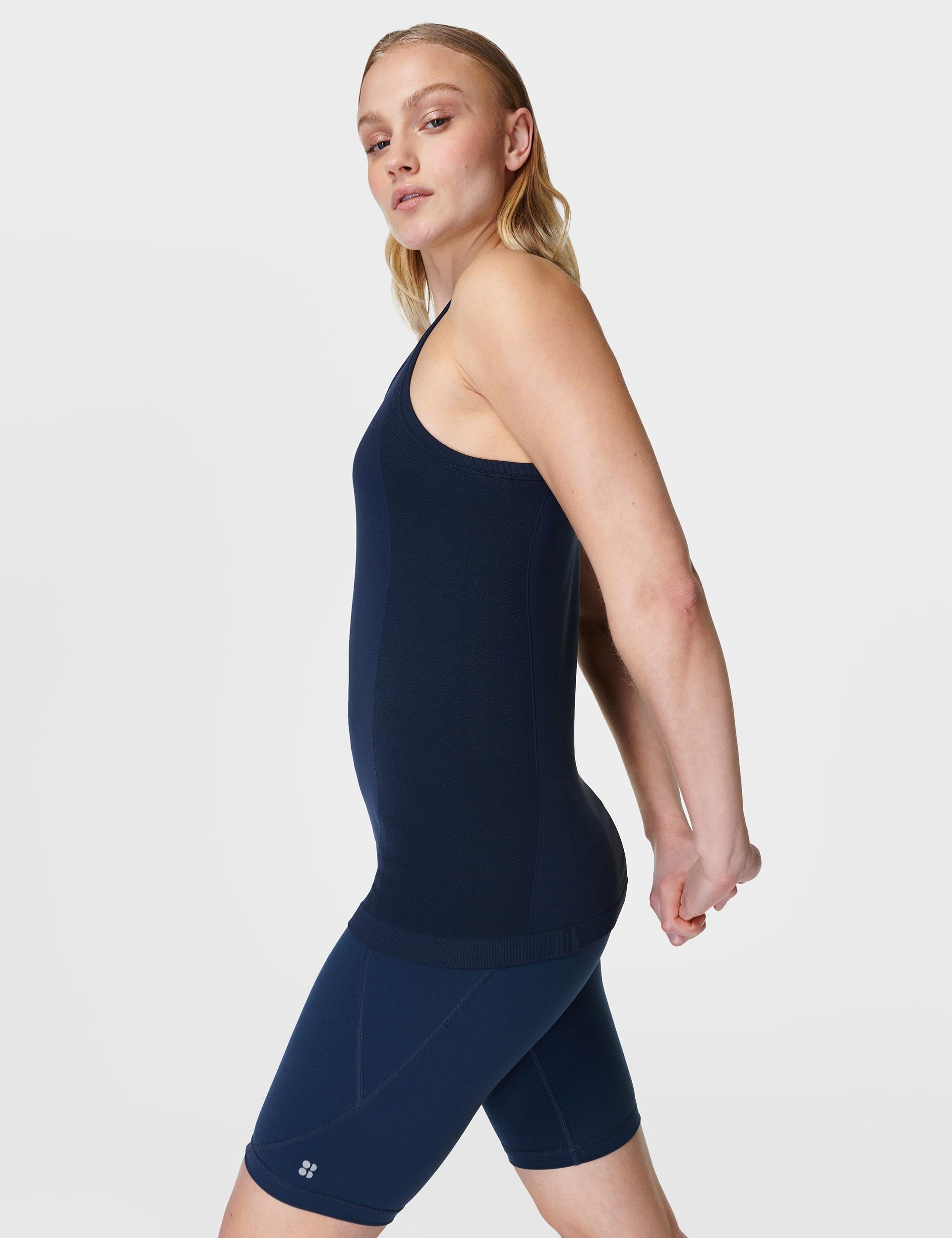 Seamless Gym Vest for Athletes - Navy Blue Workout Tank Top for Men & Women - Perfect for Running, Yoga & Fitness Training
