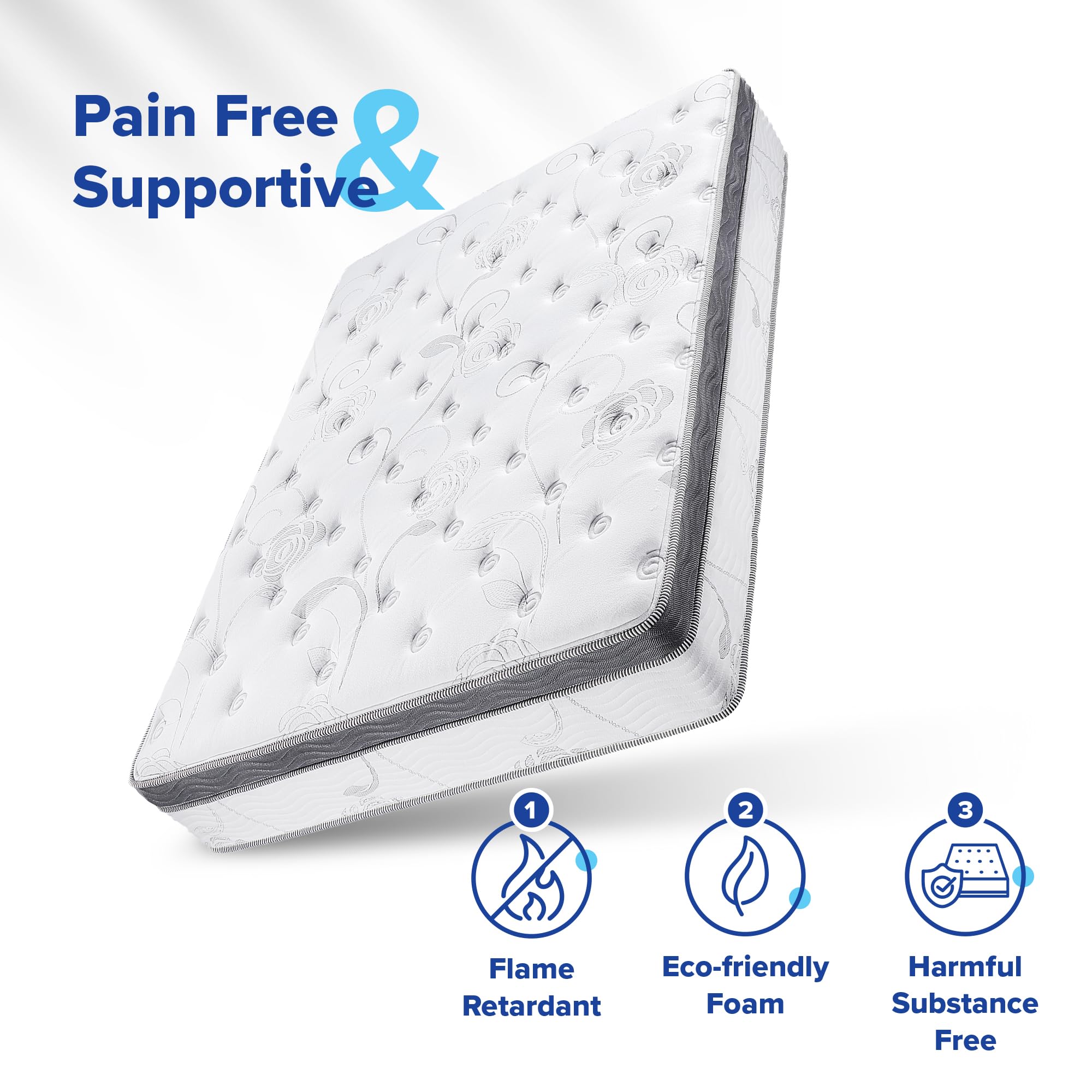 Olee Sleep 12 Inch Hybrid Queen Mattress - Gel Infused Memory Foam & Pocket Springs for Support & Pressure Relief - CertiPUR-US Certified Firm Mattress in a Box - Perfect for Back Pain Relief & Side Sleepers