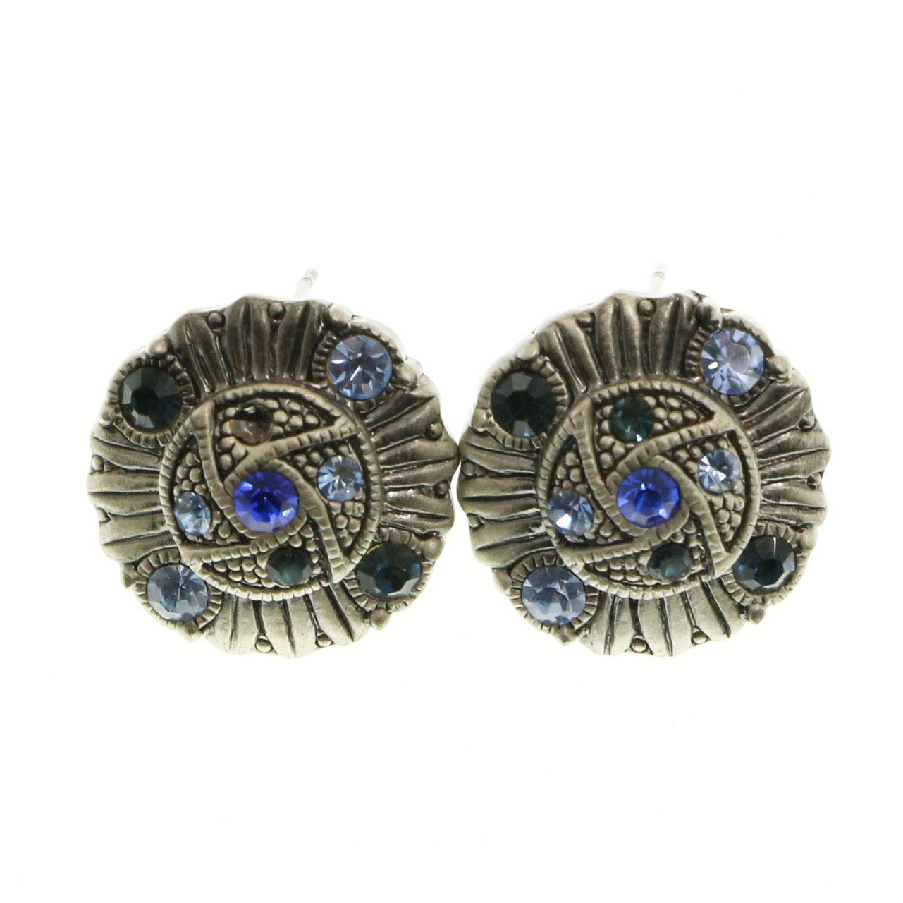 Mi Amore Crystal Earrings Silver Blue for Women Party