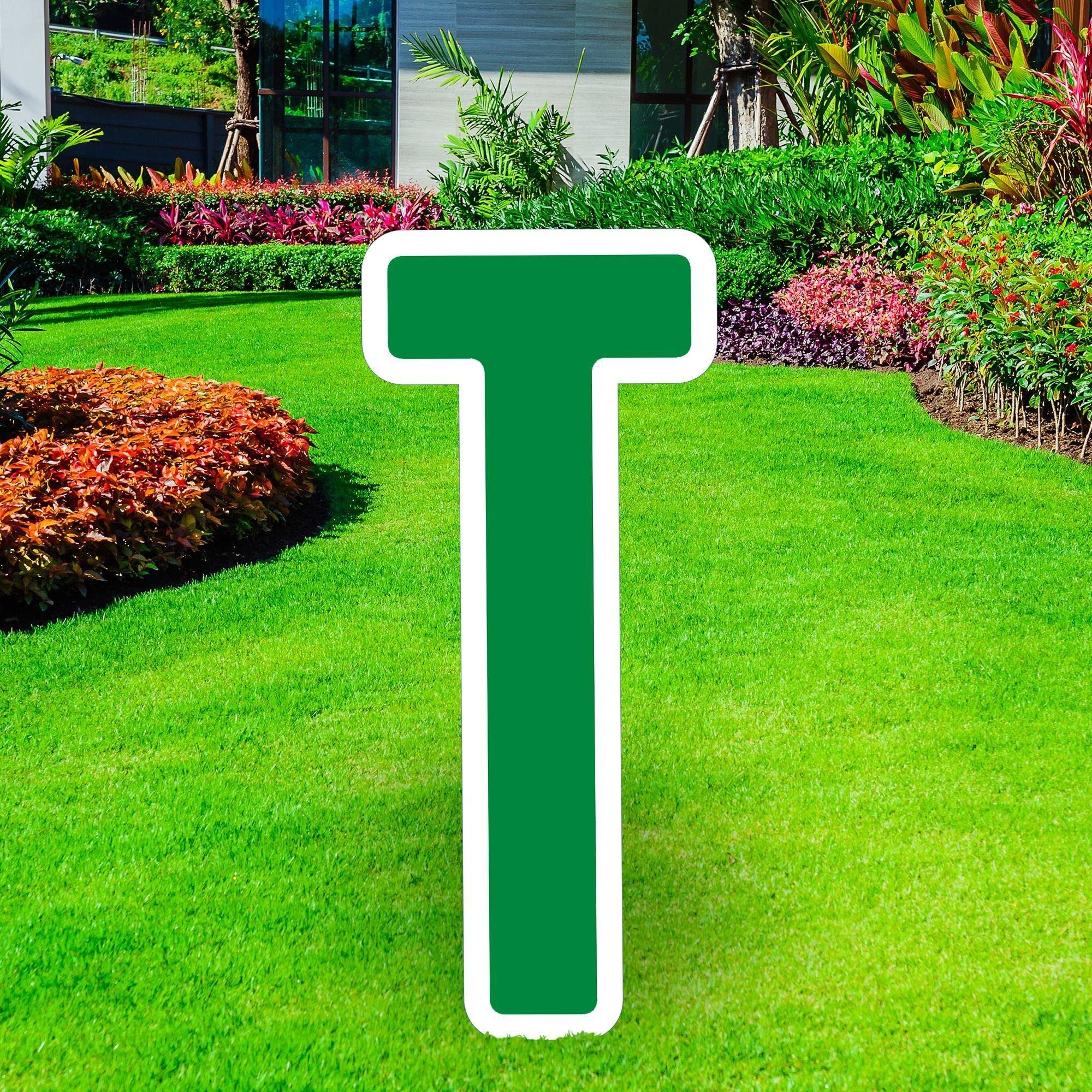 Party City Giant Festive Green Corrugated Plastic Letter T Yard Sign - 30
