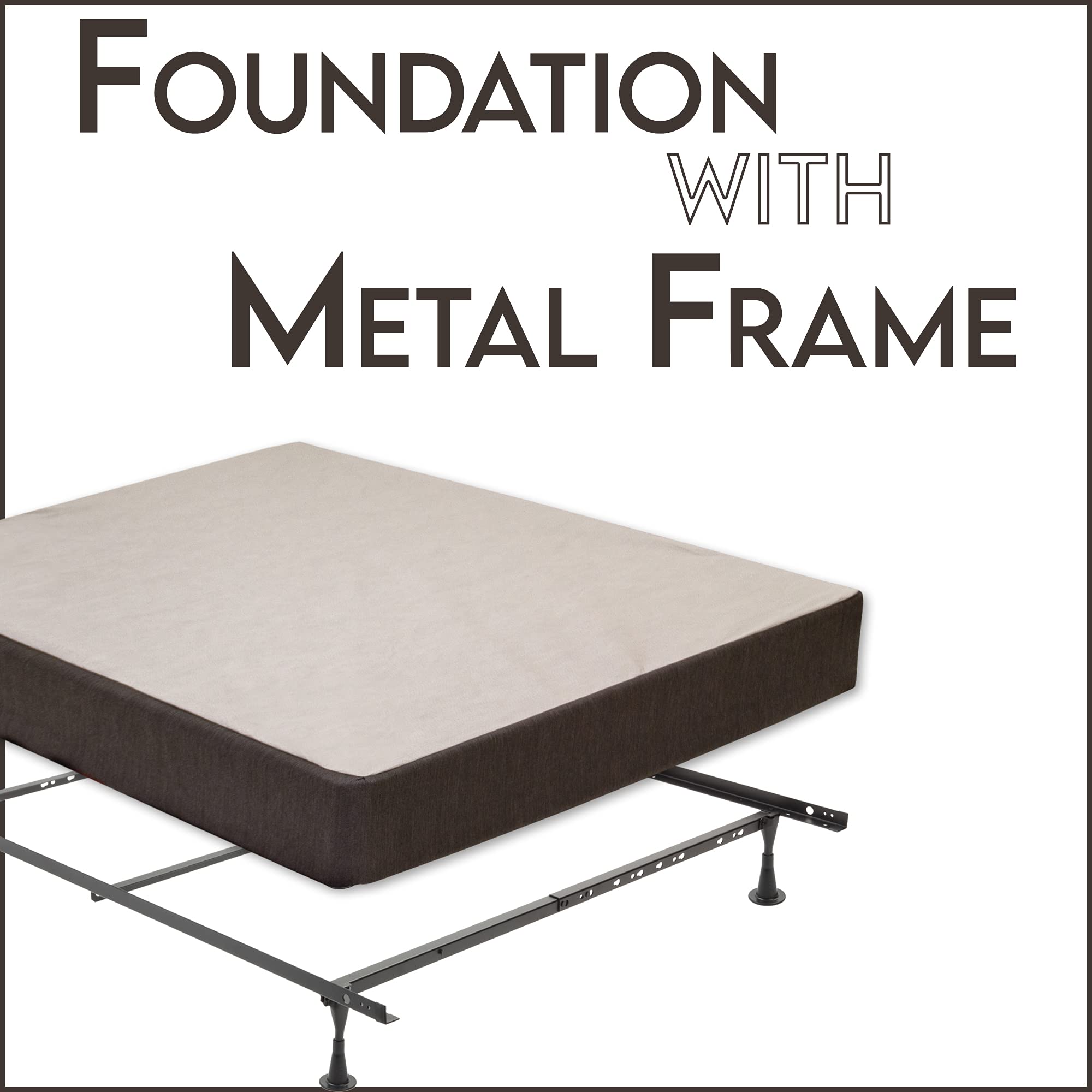 Treaton Easy Assembly Wood Box Spring Foundation with Frame - California King Size, Black - Perfect for Bedroom, Guest Room & Dorm Use