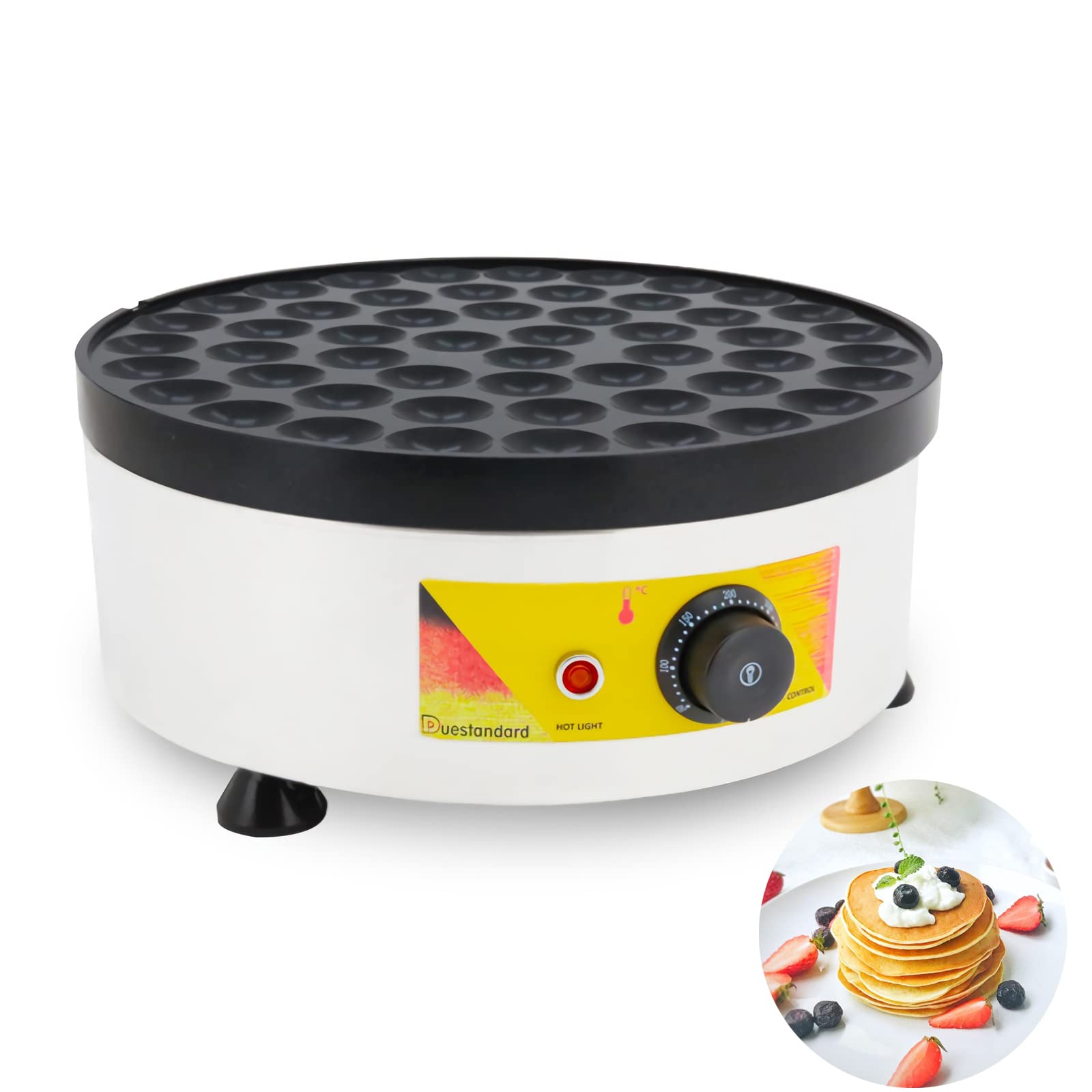 INTSUPERMAI Commercial Electric Pancake Maker - 52 Mini Dutch Poffertjes & Muffin Waffle Machine for Home, Kitchen, Restaurant, Snack Bar - Perfect for Breakfast, Brunch, and Dessert Making