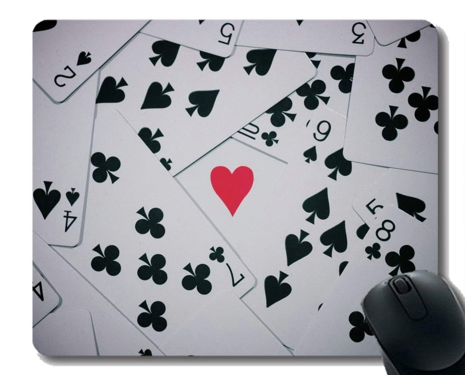 Premium Natural Rubber Mouse Pad with Poker Card Art Design - Non-Slip Stitched Edge Gaming Mousepad for Office, Home & Esports (12x10 Inches) - Perfect for PC, Laptop & Computer Workstations