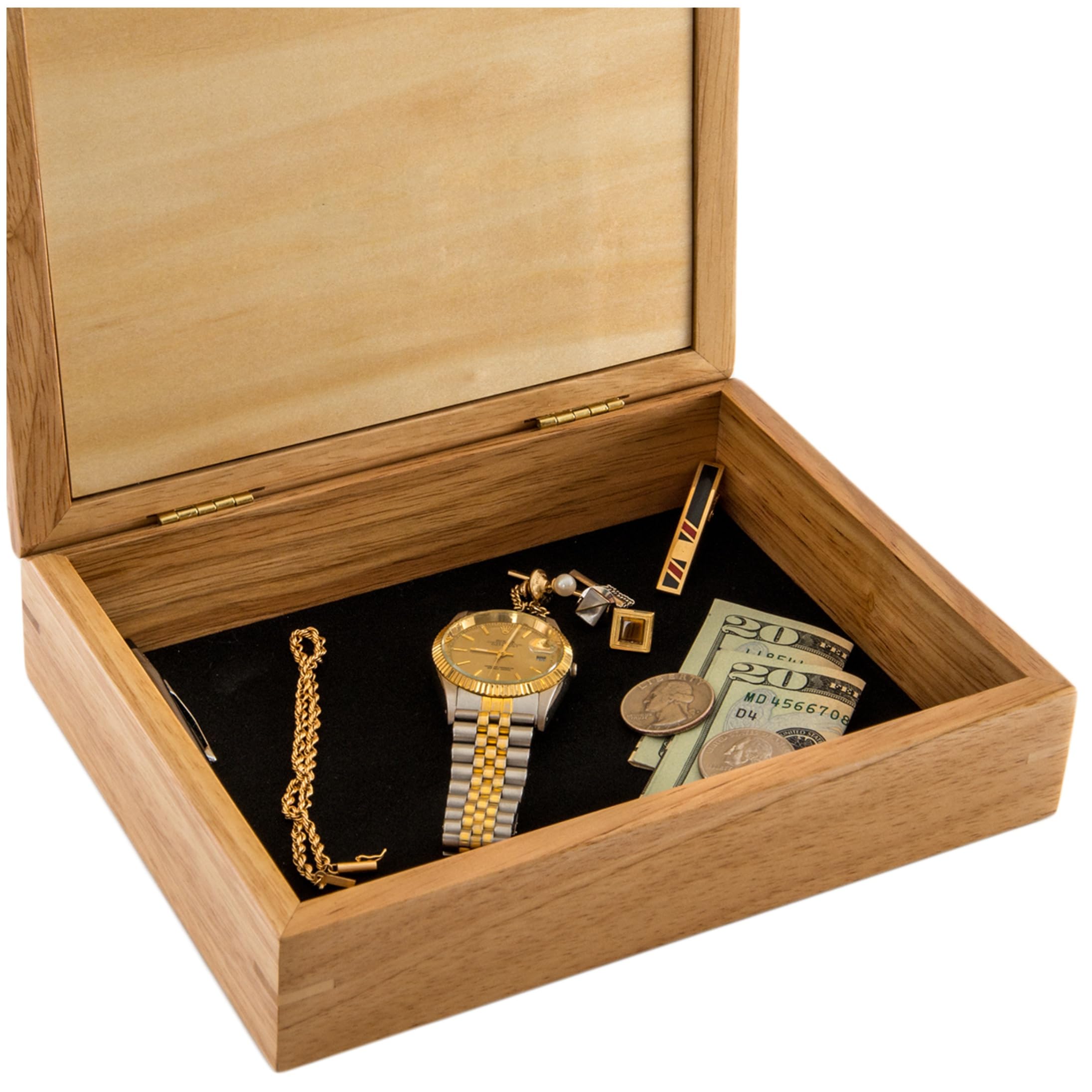 Wooden Fish Jewelry Box with Hinged Lid - Velvet-Lined Organizer for Rings, Bracelets, Watches - Spacious Storage for Precious Valuables (6x8x2 Inches) - Perfect for Home, Travel & Gift Giving