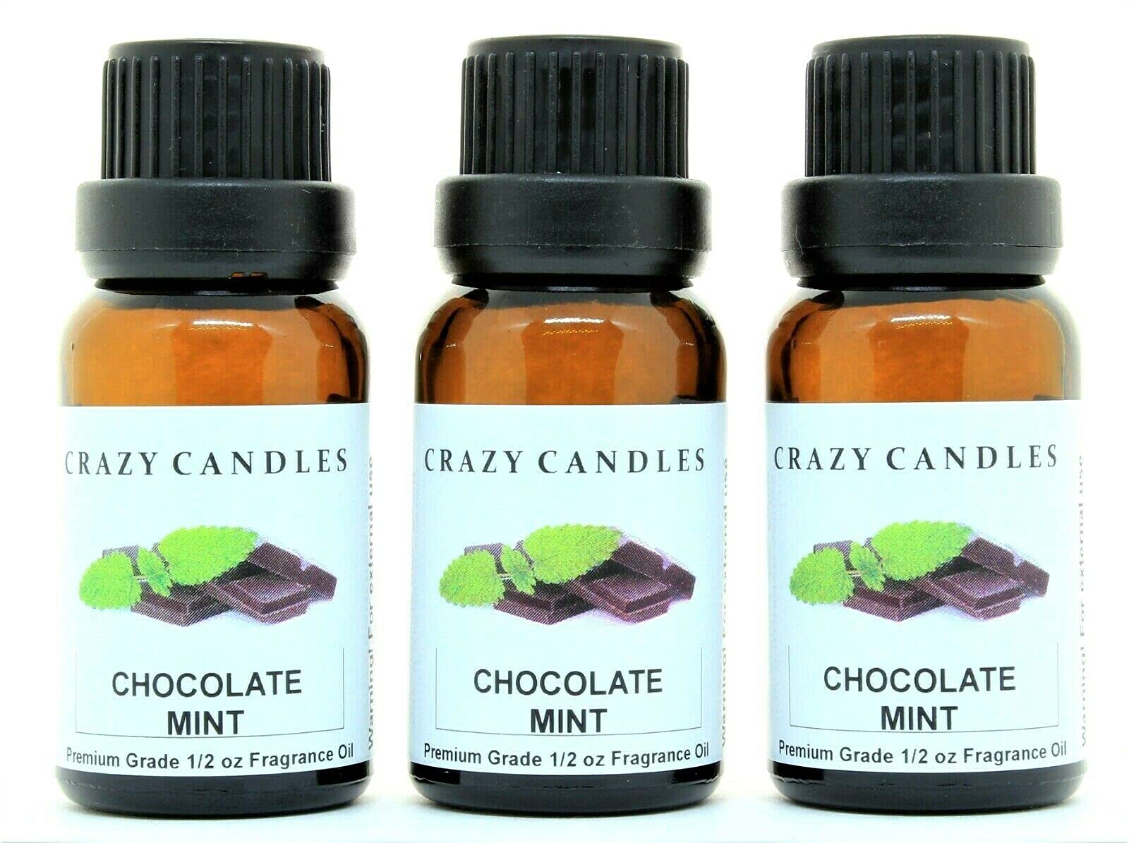 Premium Chocolate Mint Scented Fragrance Oil - 3 Pack (1/2 FL Oz/15ml Each) - Perfect for Candles, Soaps & Diffusers | Aromatherapy & Home Fragrance