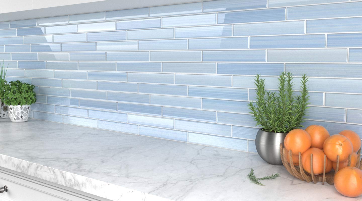 Big Blue Glass Tile - Premium Mosaic for Kitchen Backsplash & Shower Walls - Waterproof & Stain-Resistant - Perfect for Bathroom Renovation & Home Decor - Free Sample Available