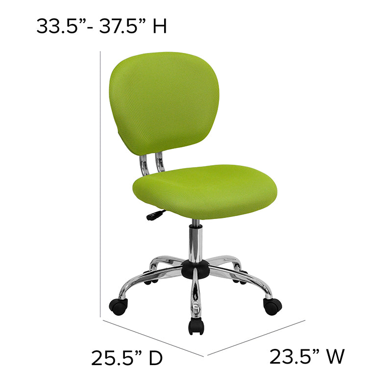 FLASH Beverly Mid Back Black Mesh Office Chair with Padded Seat, Swivel & Adjustable Height, Chrome Base & Arms - Ergonomic Desk Chair for Home & Office Workspace