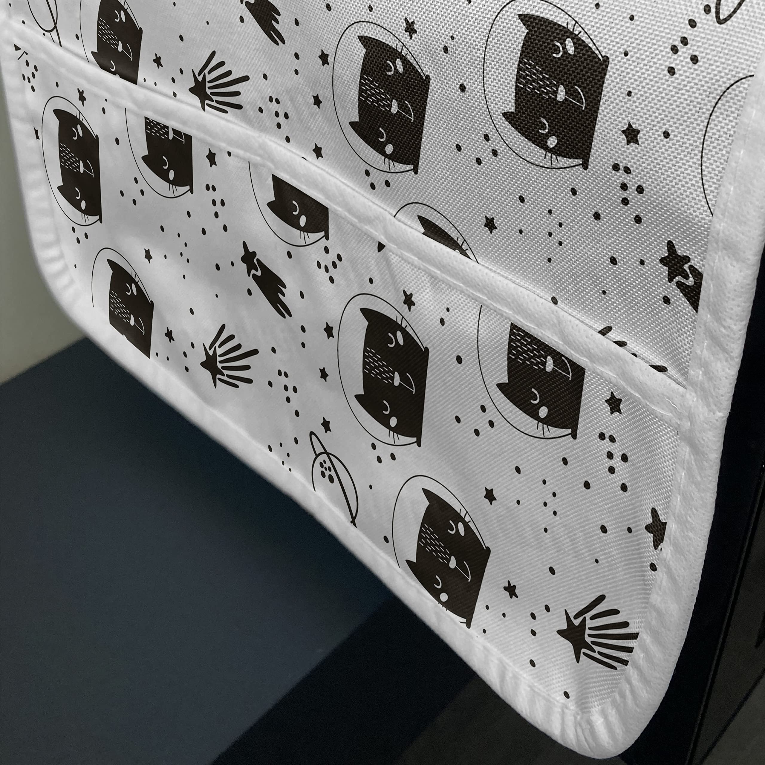 Ambesonne Microwave Cover for Pets - Space Cats with Constellation Stars Design, Waterproof Kitchen Organizer with Pockets, 36