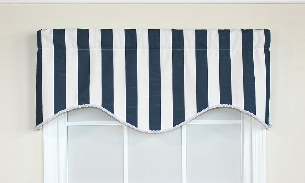 Coastal Stripe Cornice Valance - Stylish Window Treatment for Beach House Decor & Coastal-Themed Rooms | Perfect for Living Room, Bedroom & Kitchen Windows