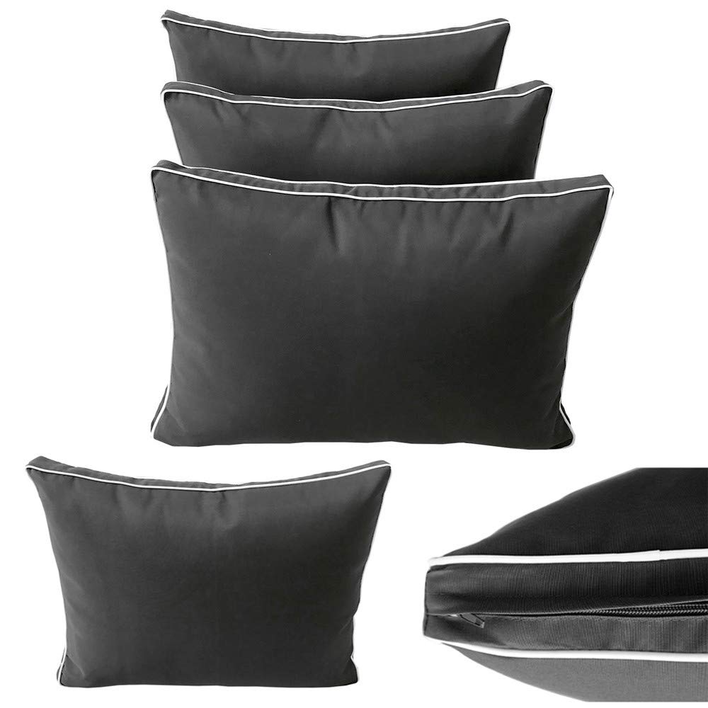 Prolinemax Outdoor Style 3 Full Contrast Trim Daybed Mattress Bolster Pillow Fitted Sheet Cover Only - AD003 | Perfect for Patio Furniture, Sunroom Decor & Guest Bedding